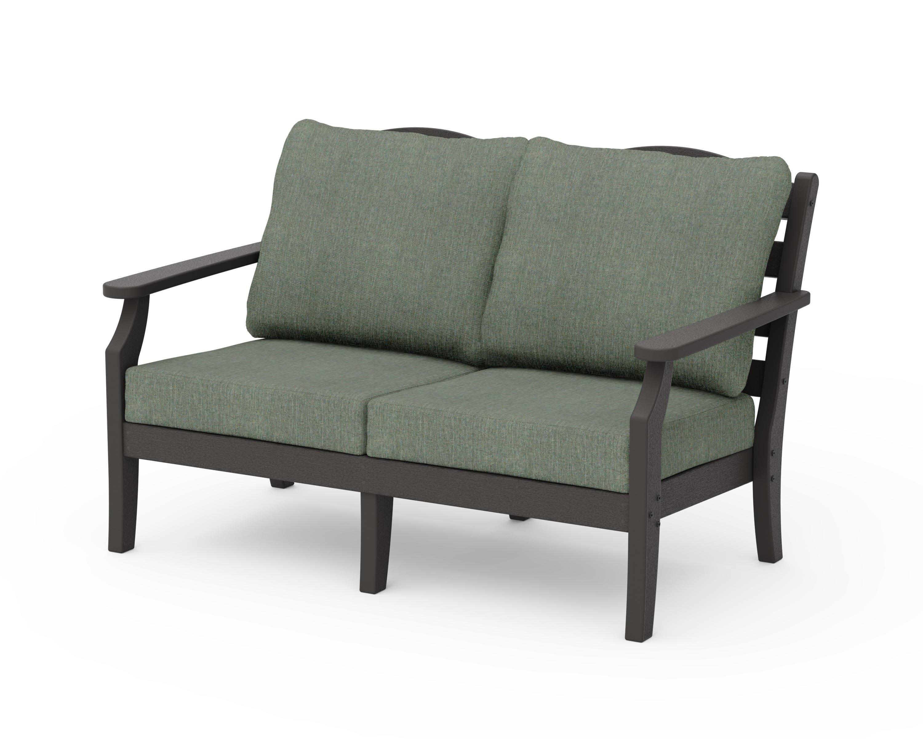Savannah Deep Seating Loveseat in Vintage Coffee / Cast Sage