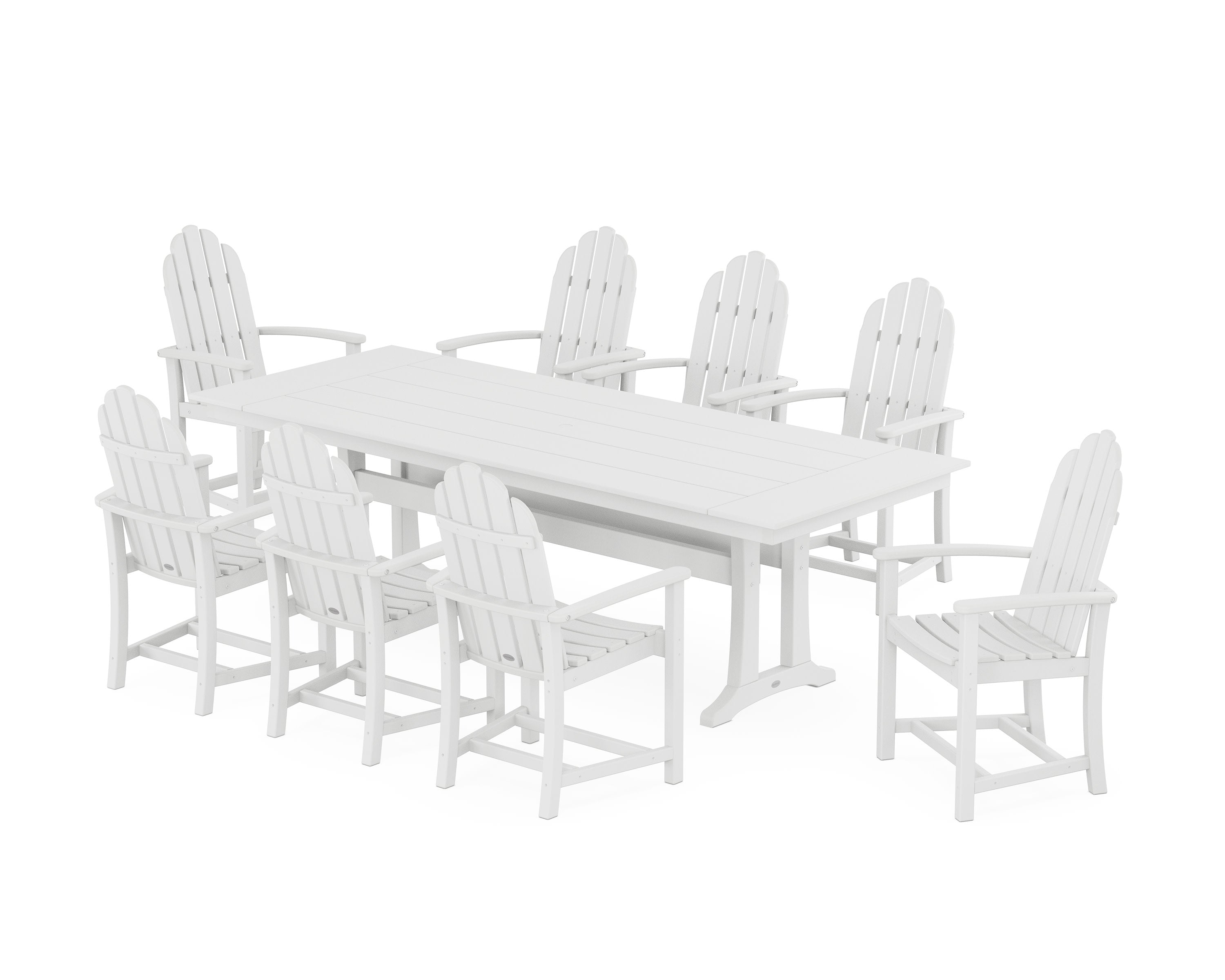 Classic Adirondack 9-Piece Farmhouse Dining Set with Trestle Legs in White