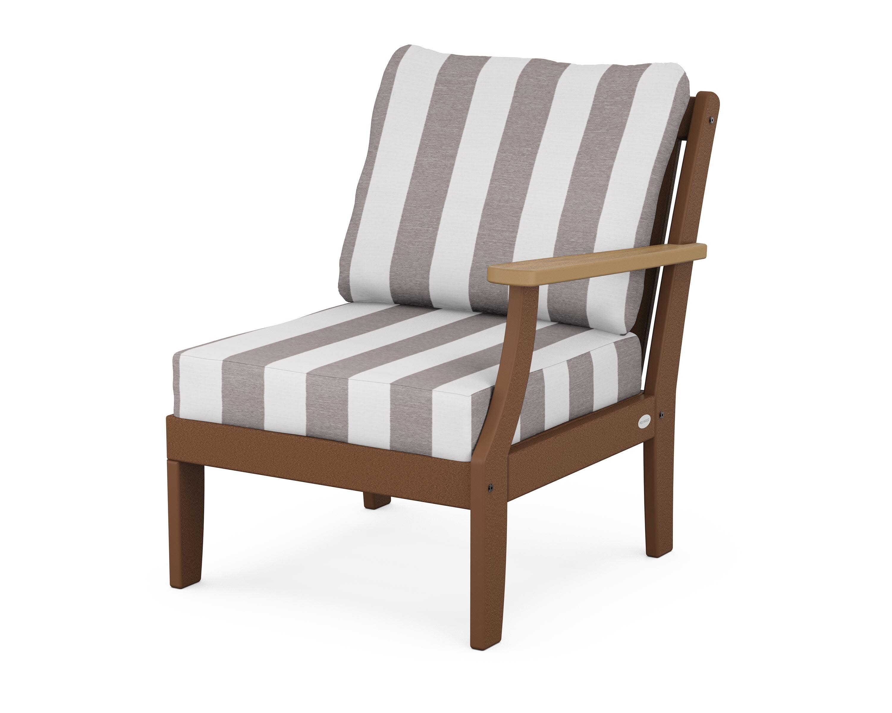 Braxton Modular Right Arm Chair in Teak / Natural / Cabana Stripe Grey Mist