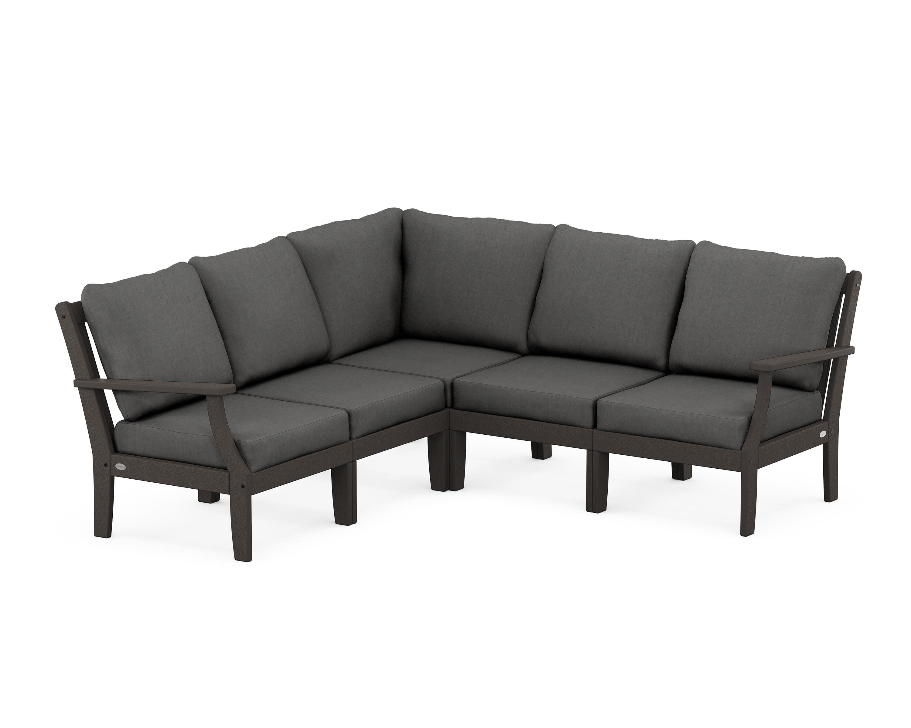 Braxton Modular 5-Piece Deep Seating Set in Vintage Coffee / Spectrum Carbon