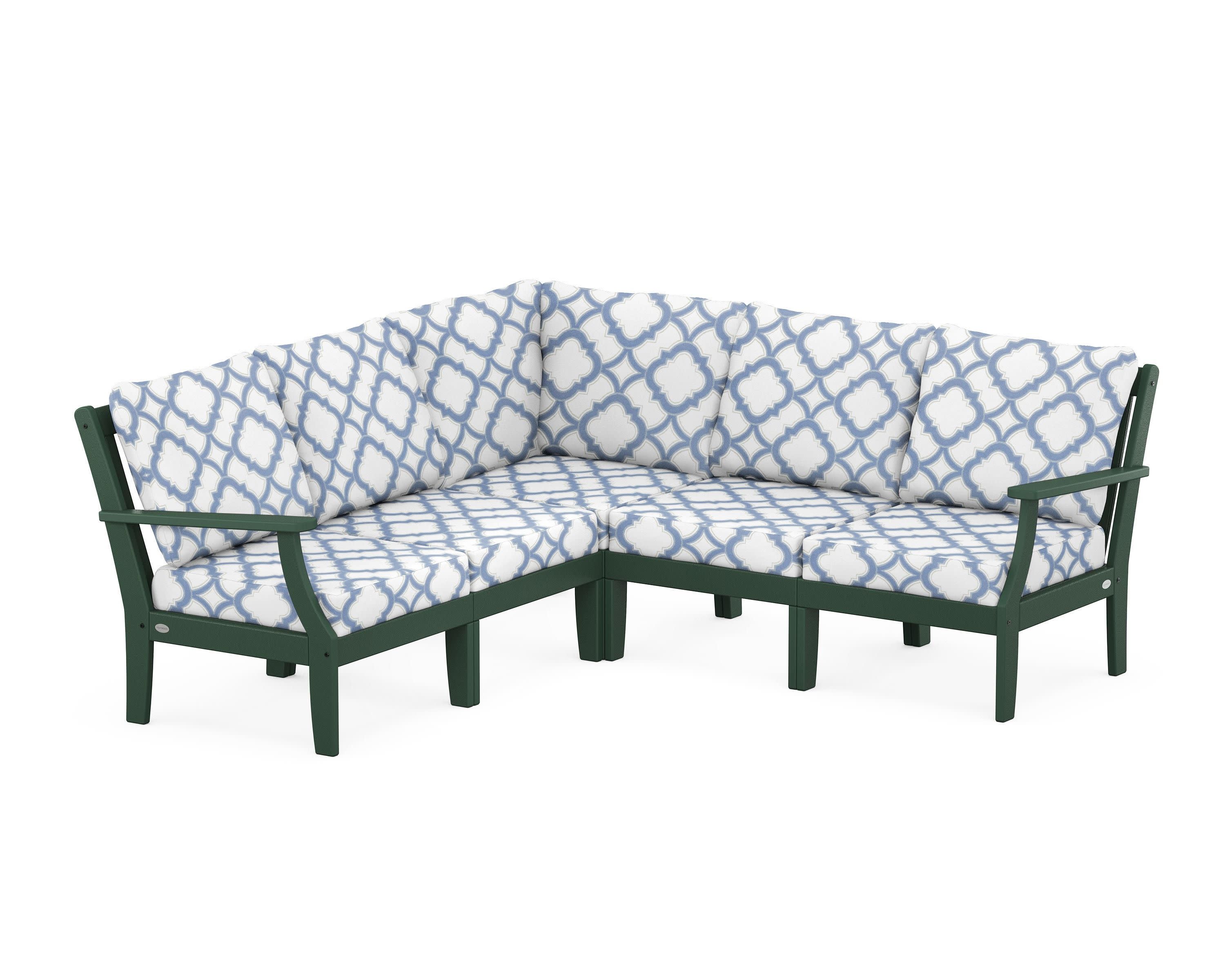 Braxton Modular 5-Piece Deep Seating Set in Green / Trellis Sky Blue