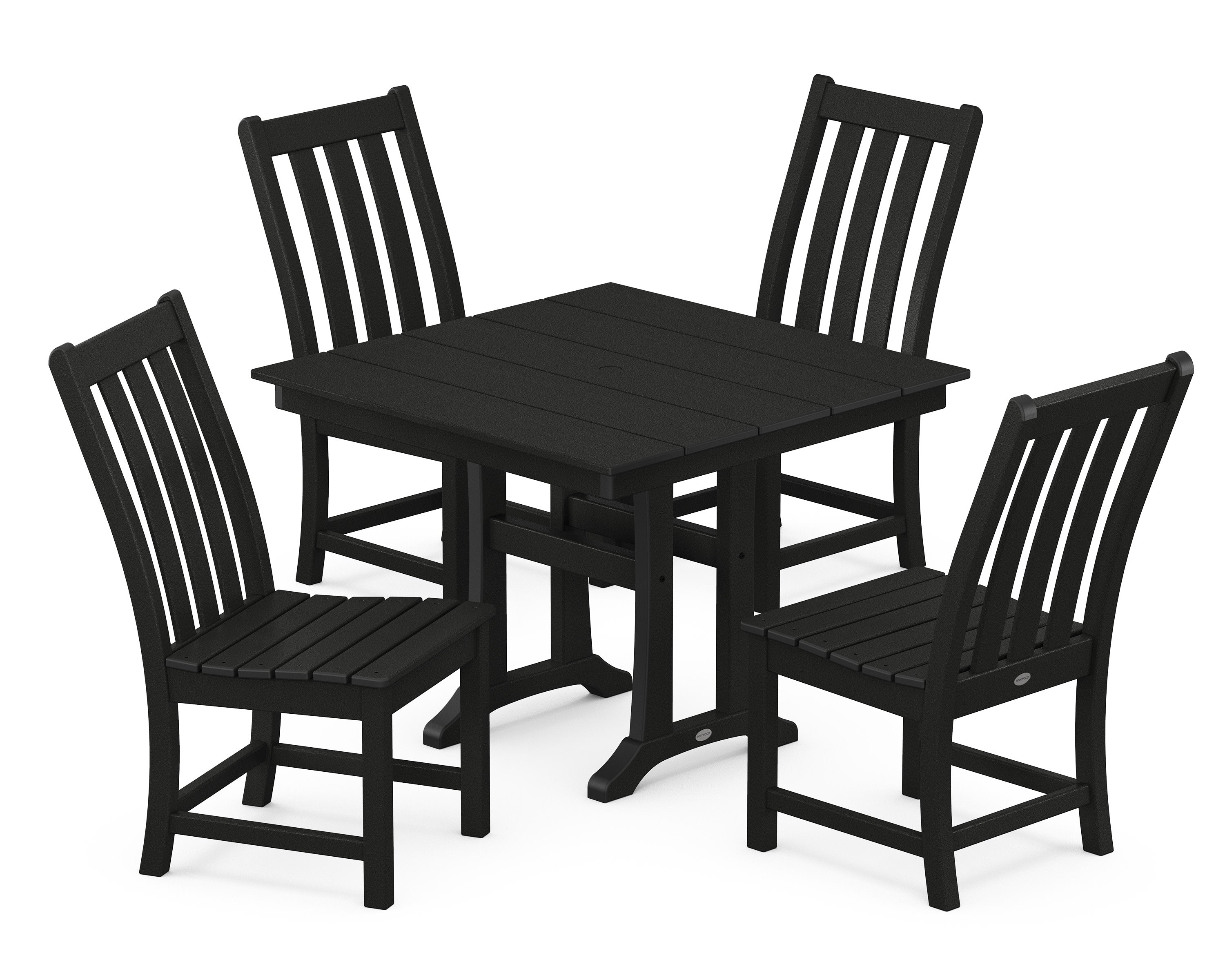 Vineyard 5-Piece Farmhouse Trestle Side Chair Dining Set in Black