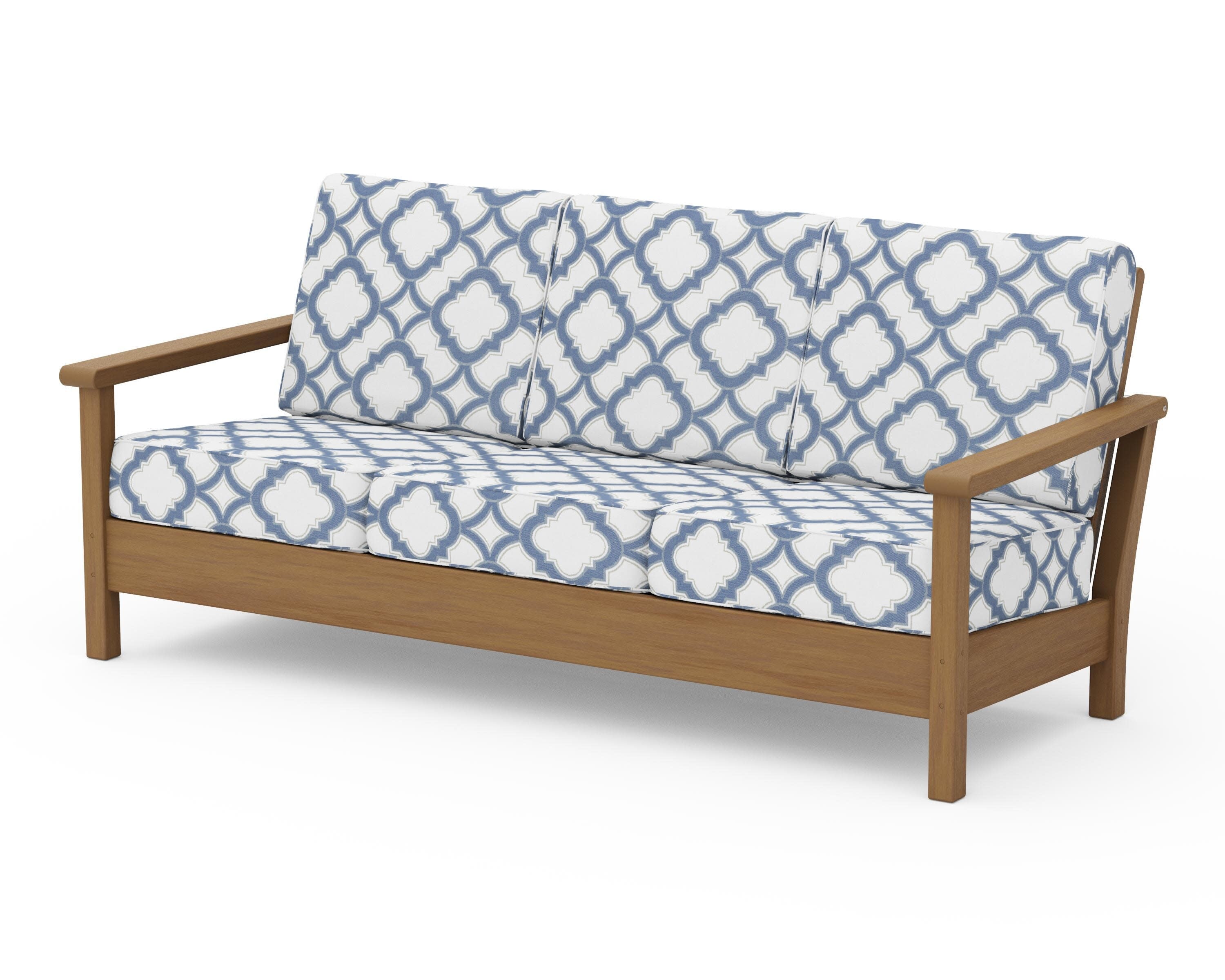 Harbour Deep Seating Sofa in Natural / Trellis Sky Blue
