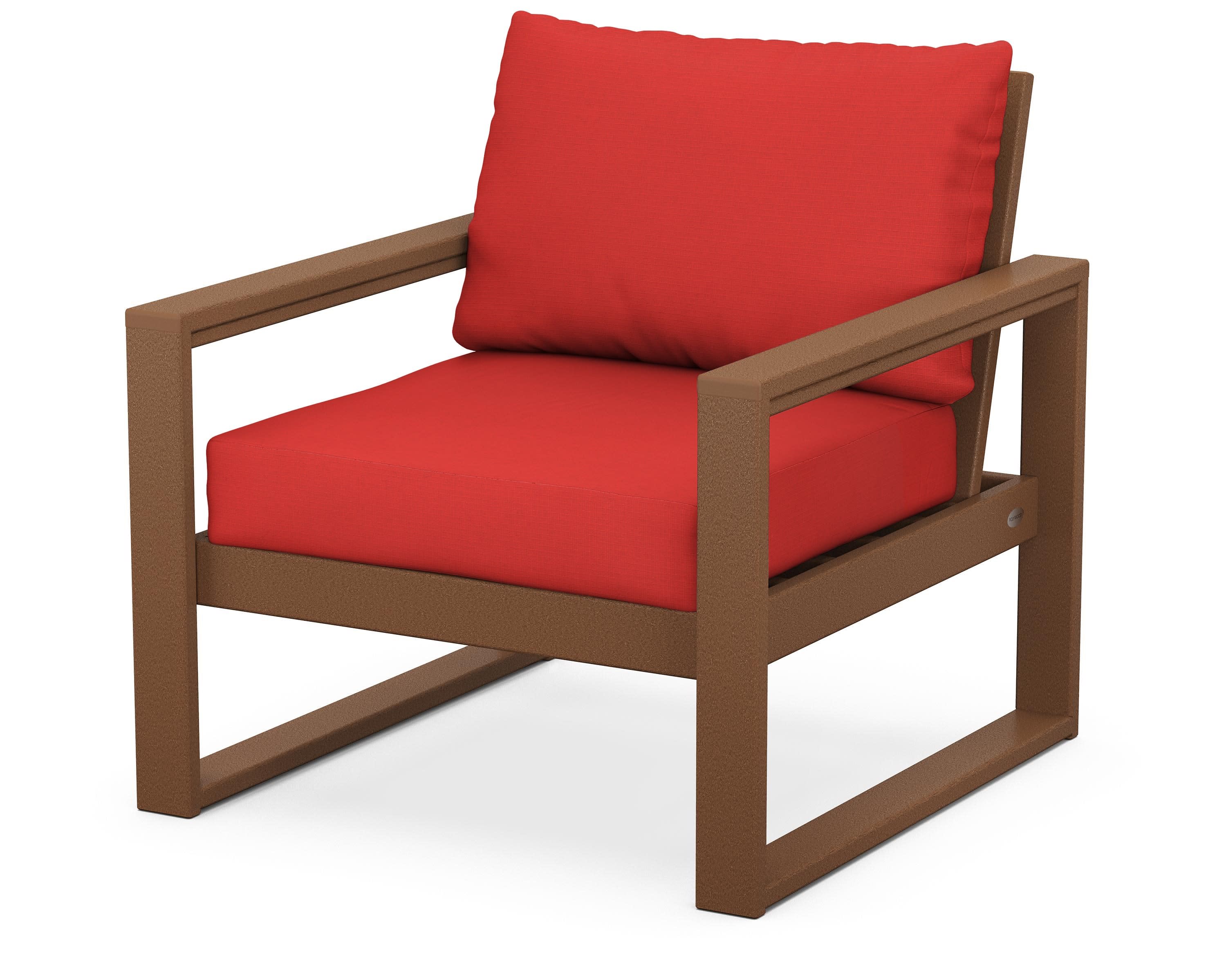 EDGE Club Chair in Teak / Crimson Linen