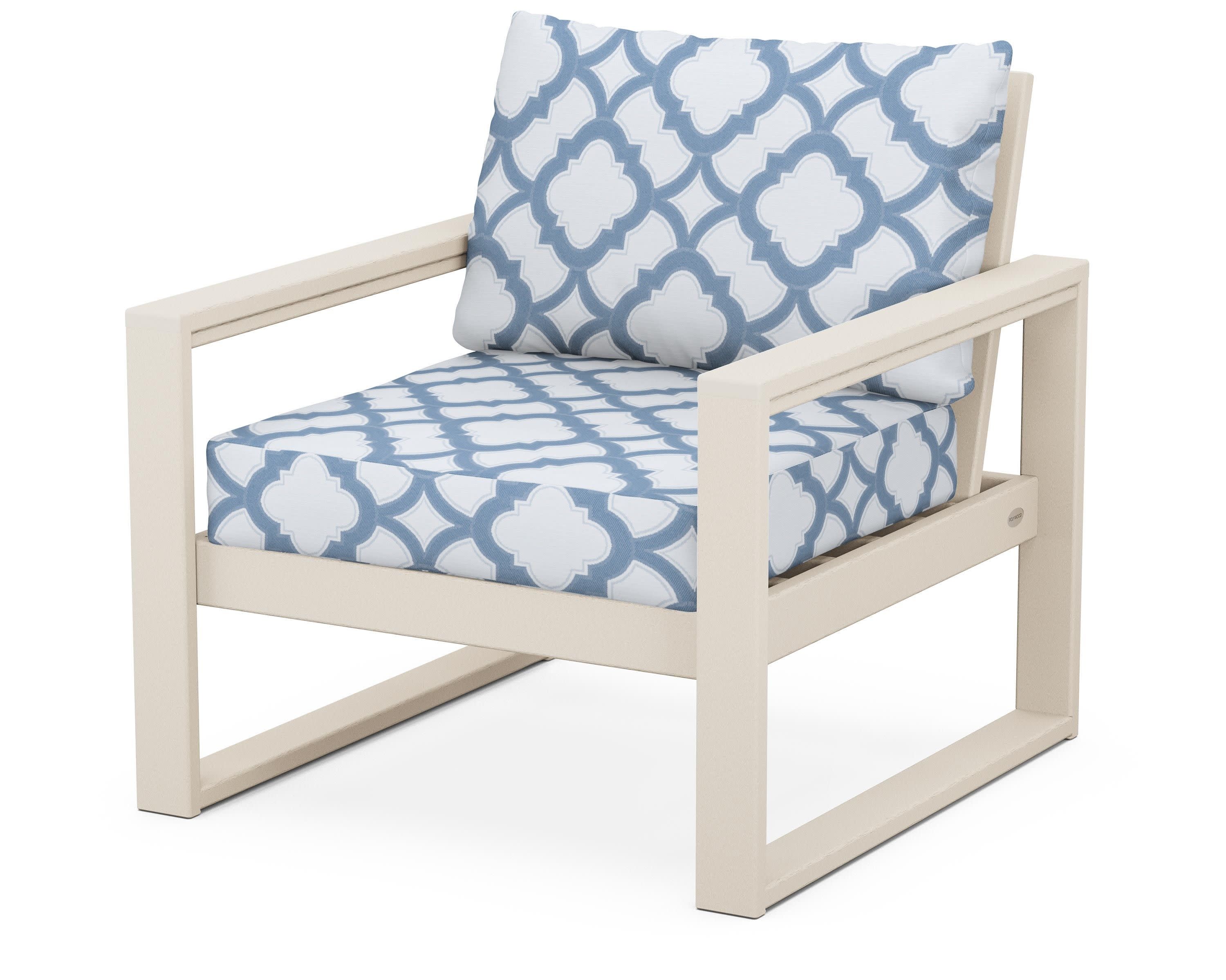EDGE Club Chair in Sand / Trellis Sky Blue