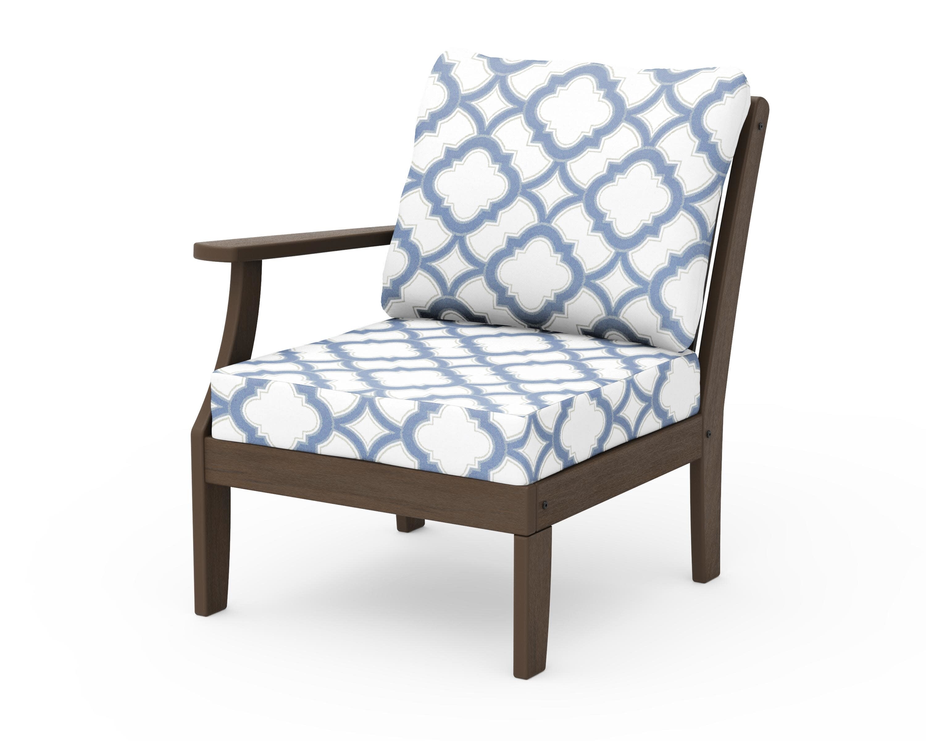 Braxton Modular Left Arm Chair in Kona / Trellis Sky Blue