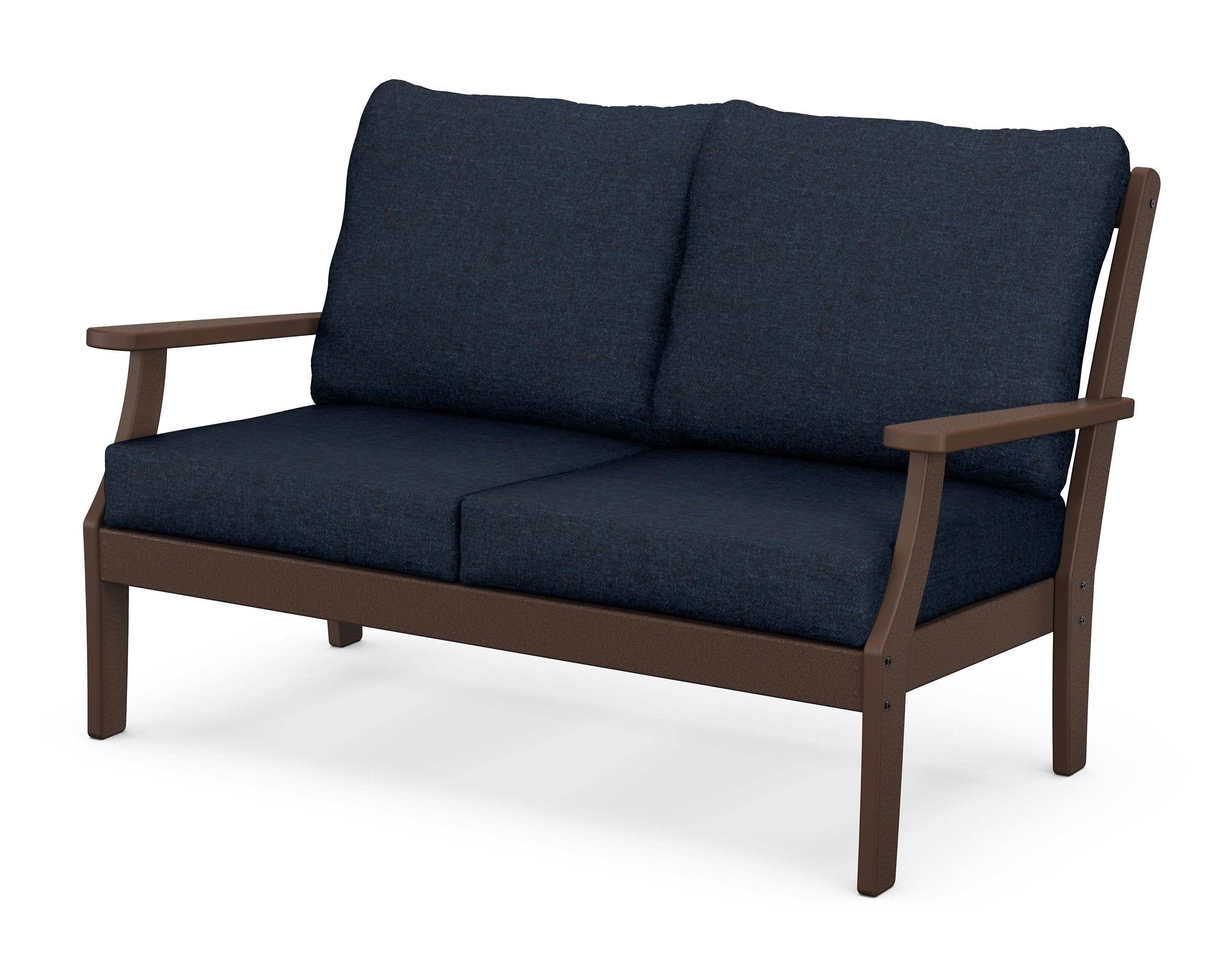 Braxton Deep Seating Loveseat in Mahogany / Marine Indigo