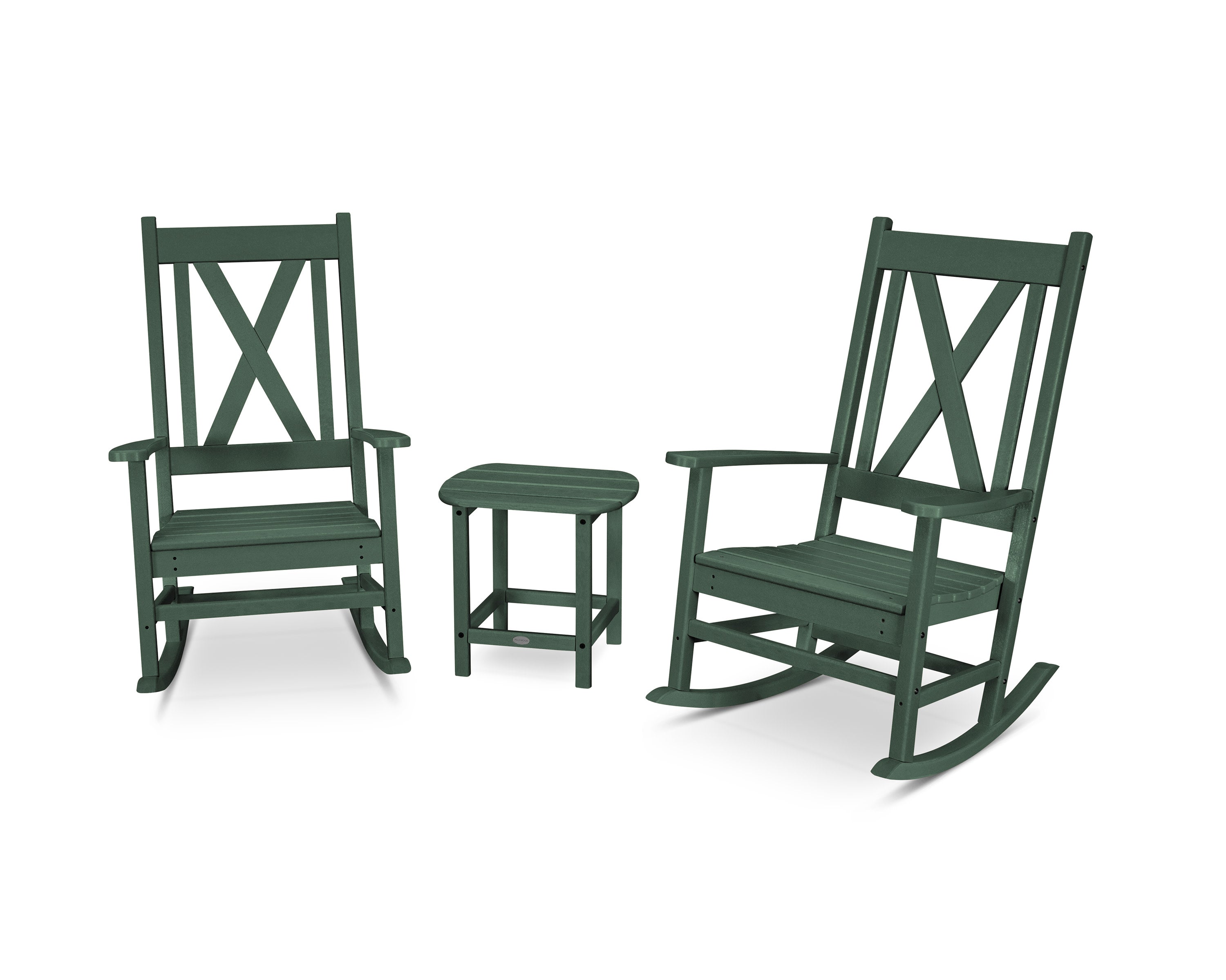 Braxton 3-Piece Porch Rocking Chair Set in Green