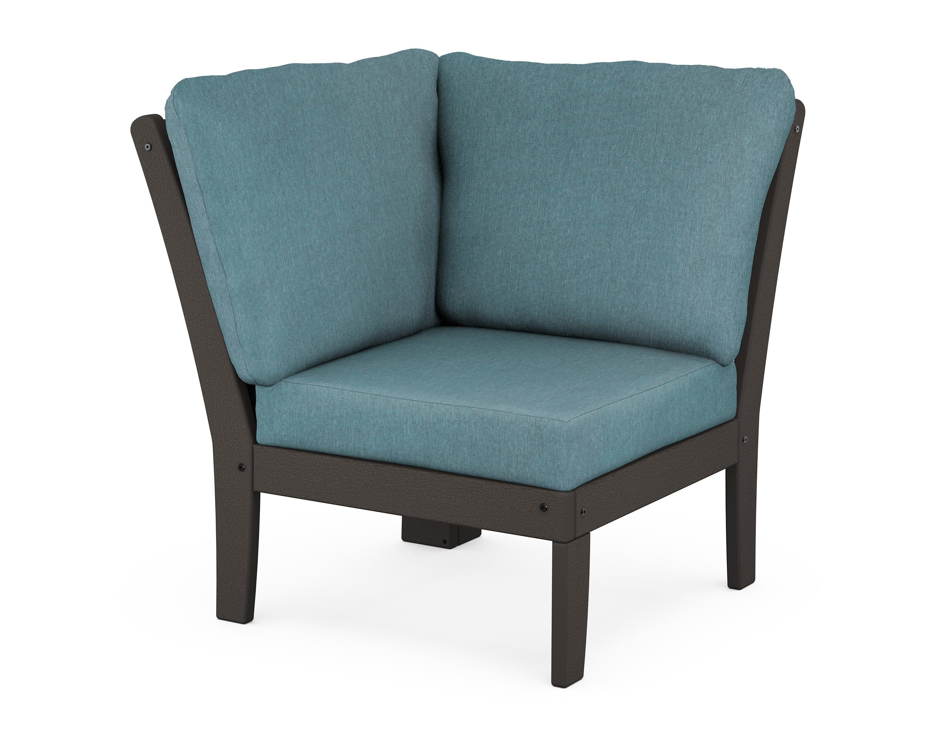 Braxton Modular Corner Chair in Vintage Coffee / Ocean Teal