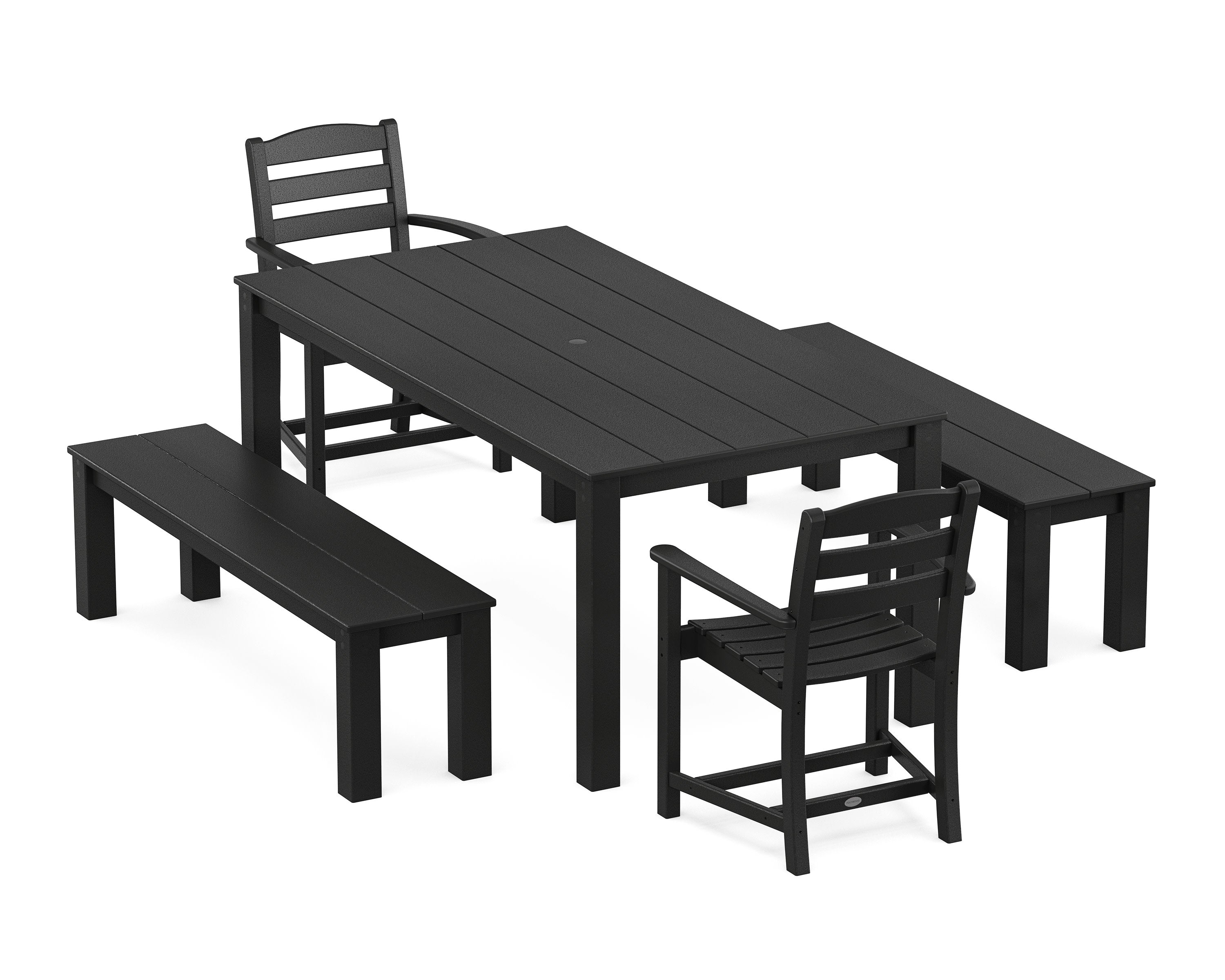 La Casa Cafe' 5-Piece Parsons Dining Set with Benches in Black