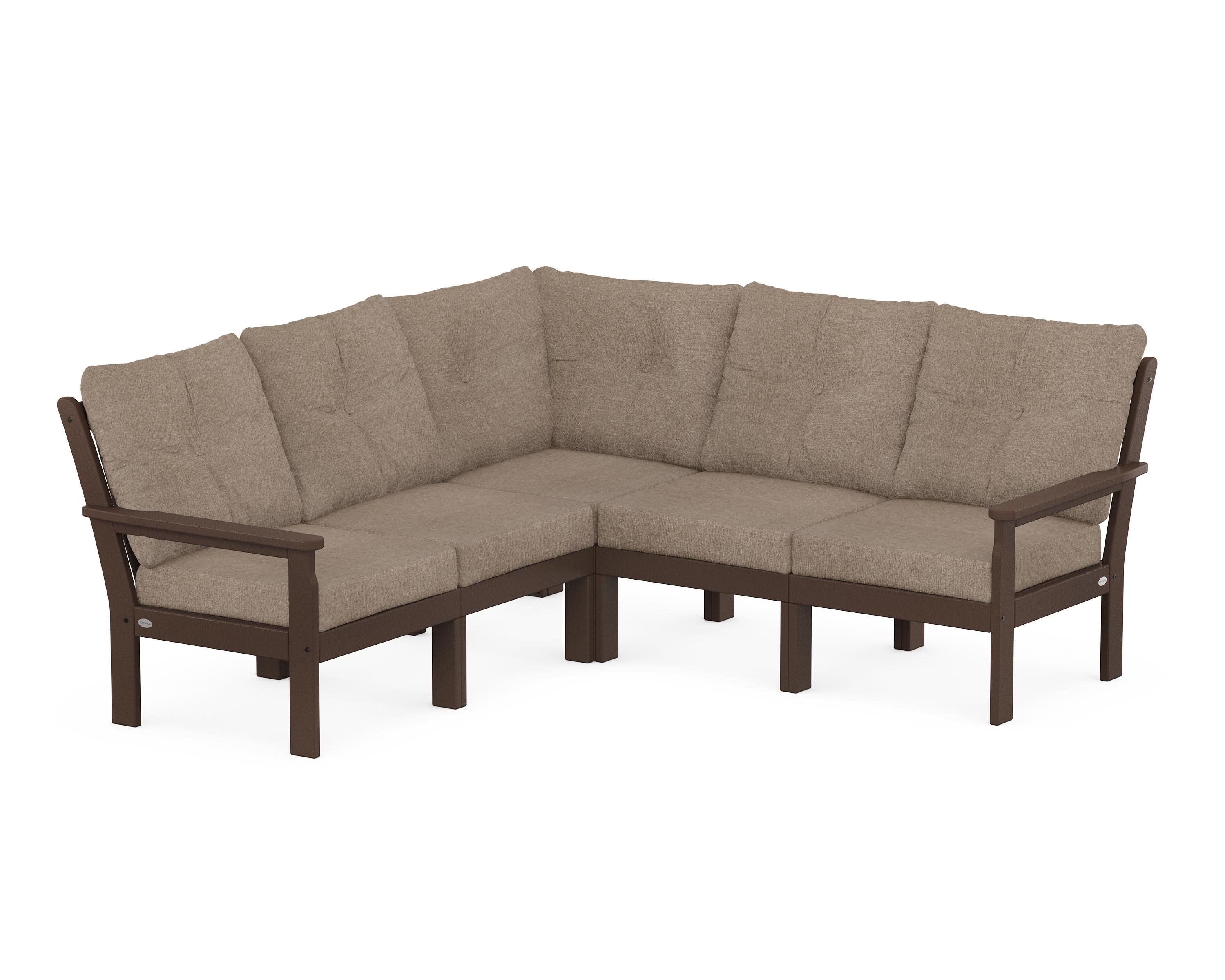 Vineyard 5-Piece Sectional in Mahogany / Spiced Burlap