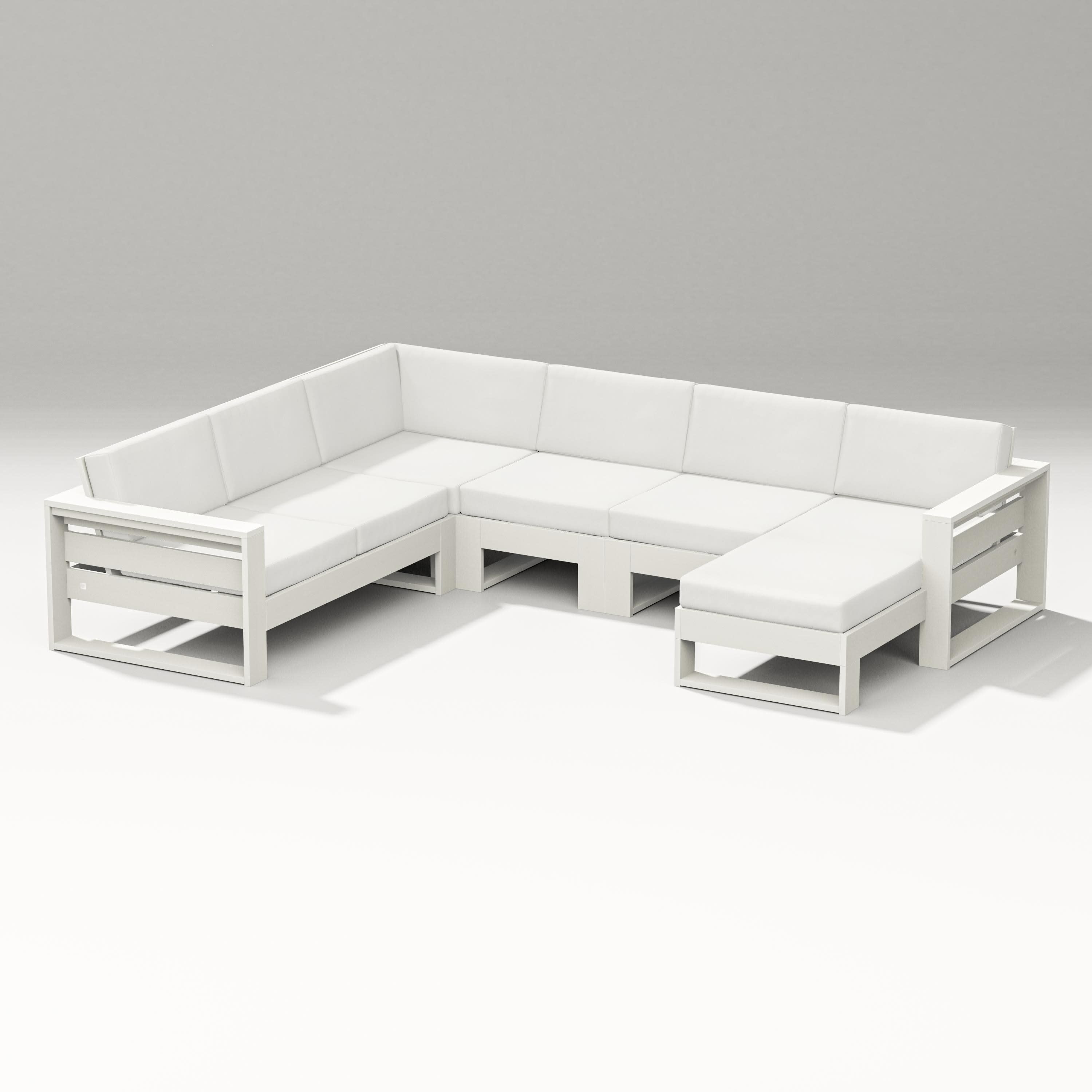 Latitude Corner Sectional with Right Chaise in Vintage White / Natural Linen