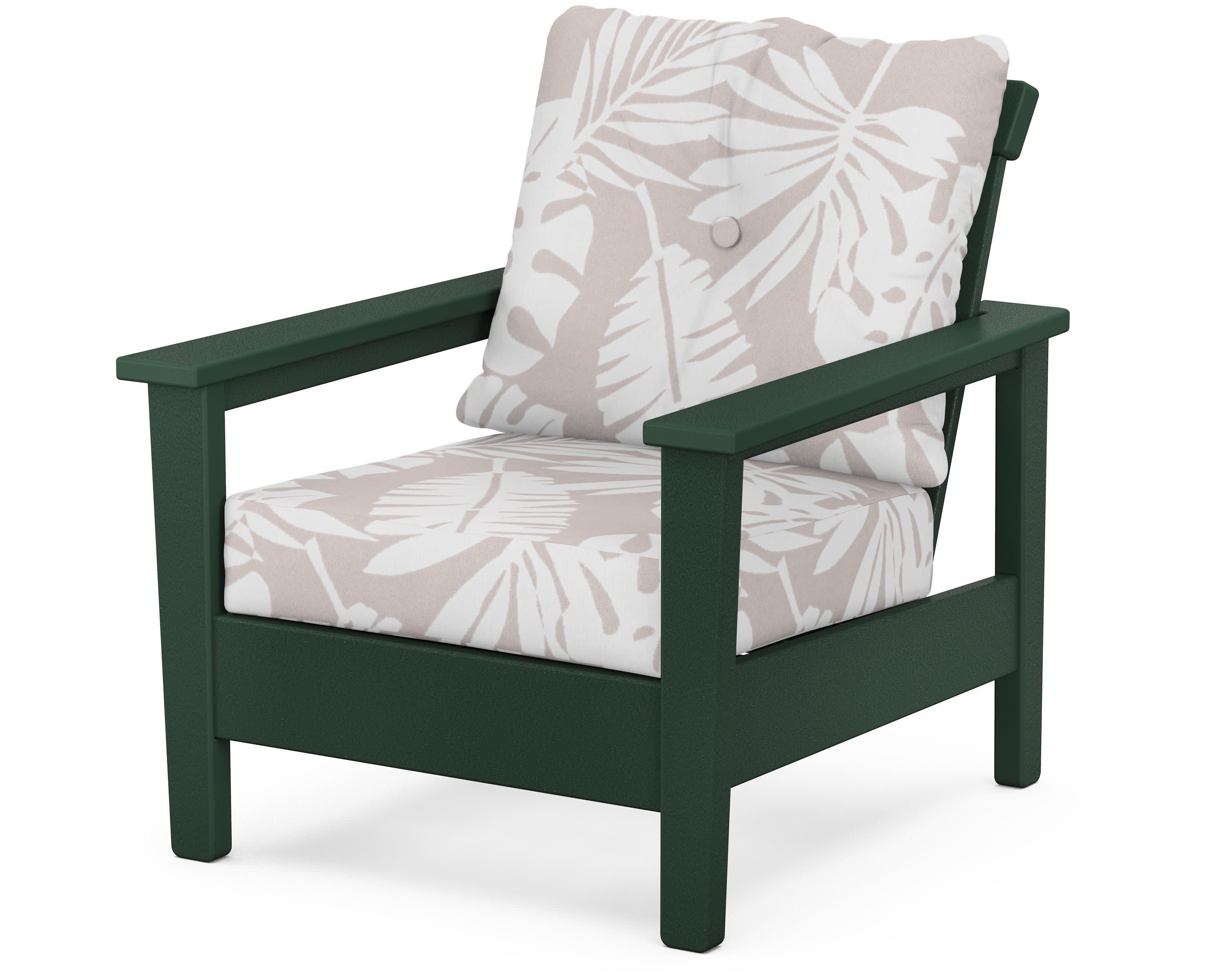 Prescott Deep Seating Chair in Green / Leaf Dune Burlap