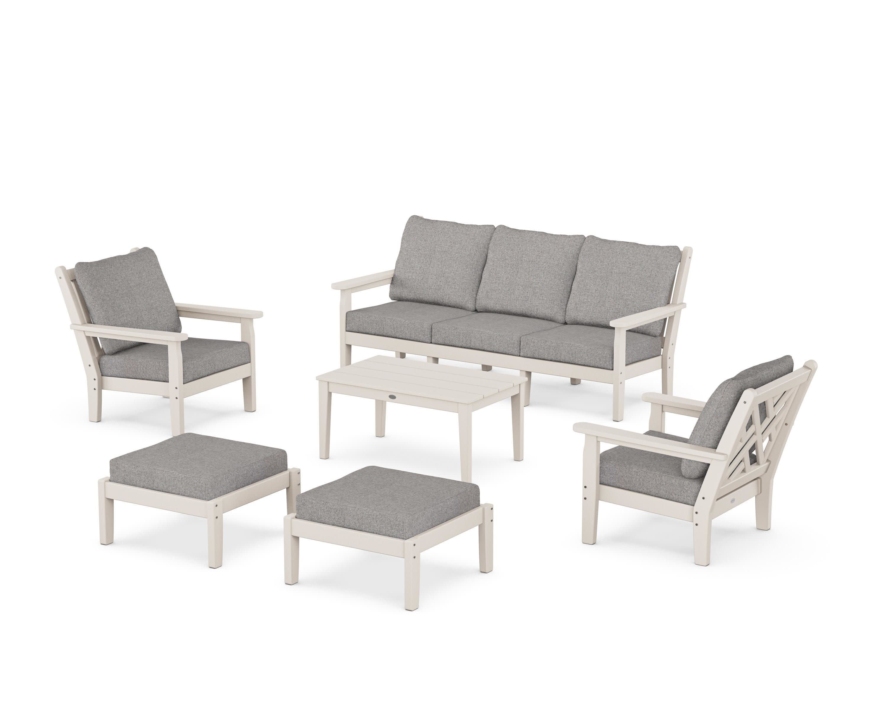 Chippendale 6-Piece Lounge Sofa Set in Sand / Grey Mist