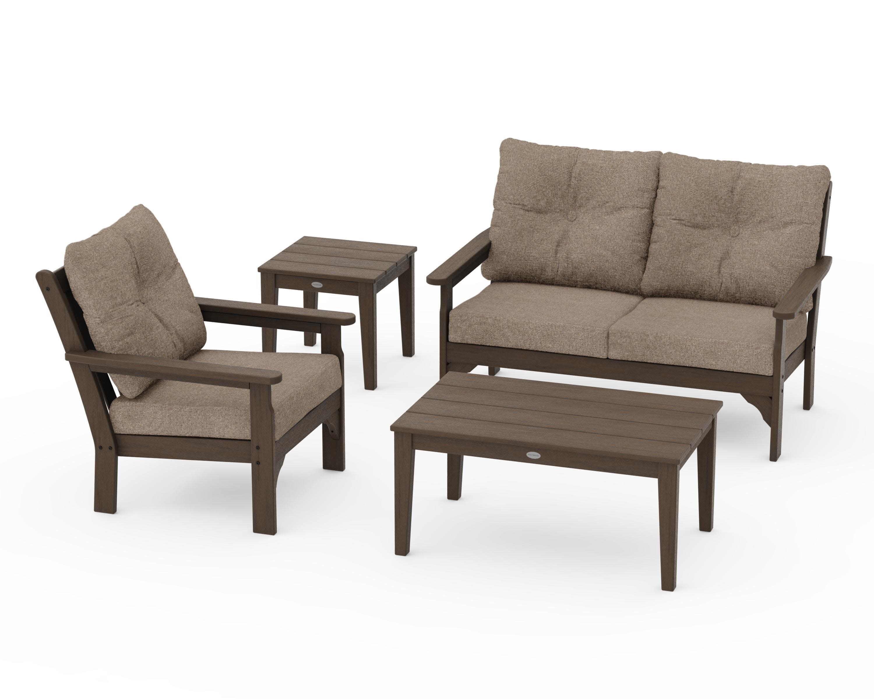 Vineyard 4-Piece Deep Seating Set in Kona / Spiced Burlap