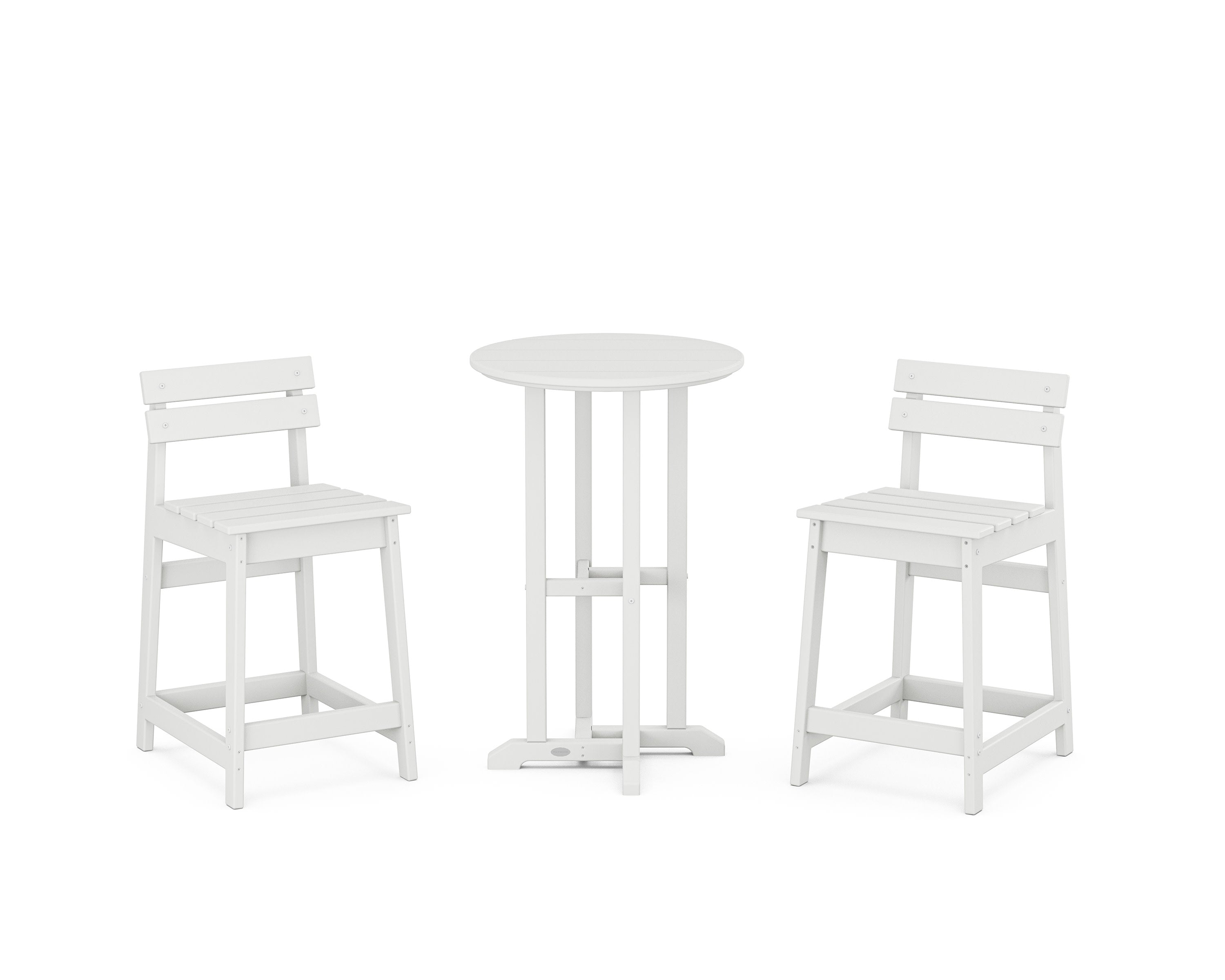 Modern Studio Plaza Lowback 3-Piece Bistro Counter Set in White