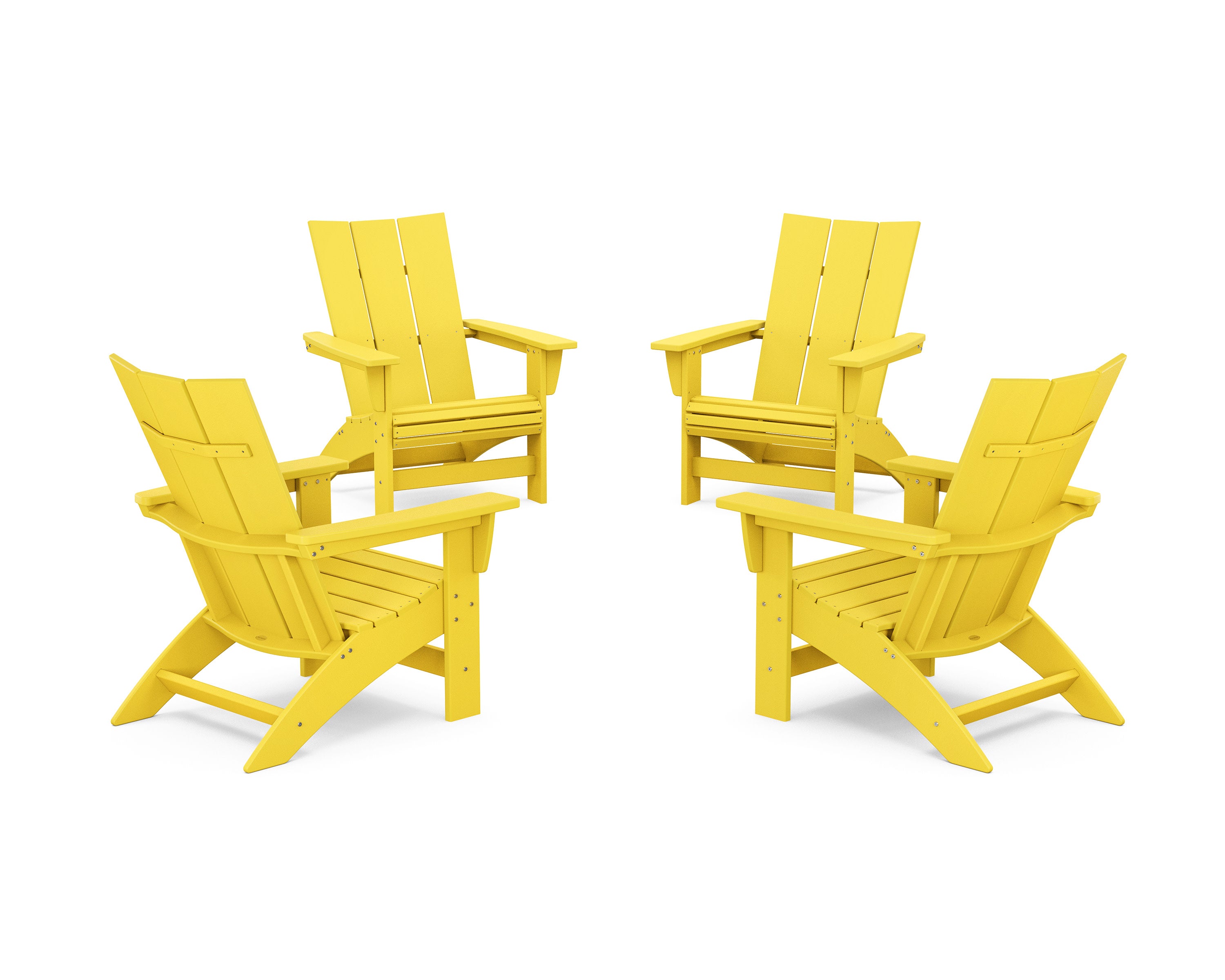 4-Piece Modern Grand Adirondack Chair Conversation Set in Lemon