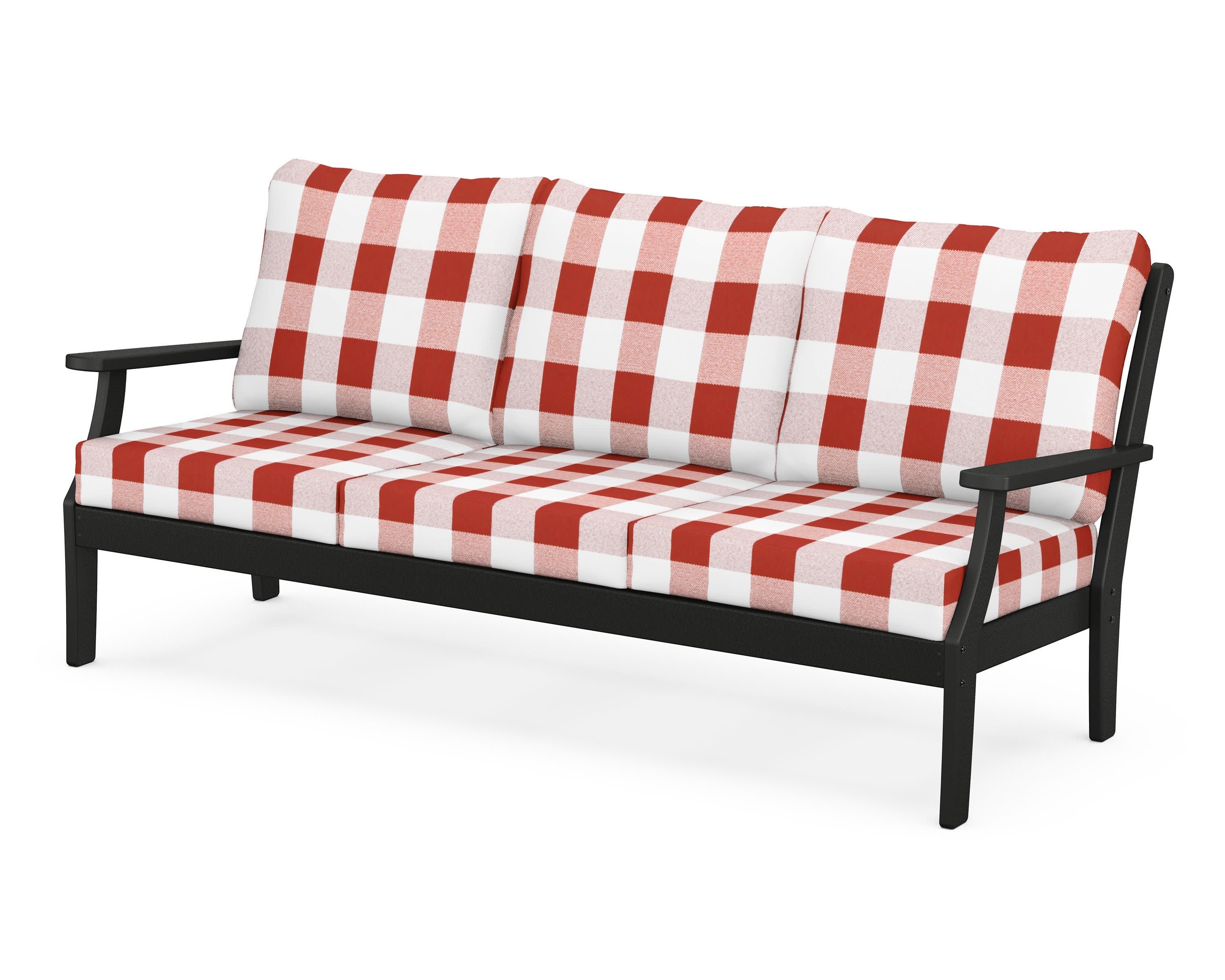 Braxton Deep Seating Sofa in Black / Buffalo Plaid Crimson