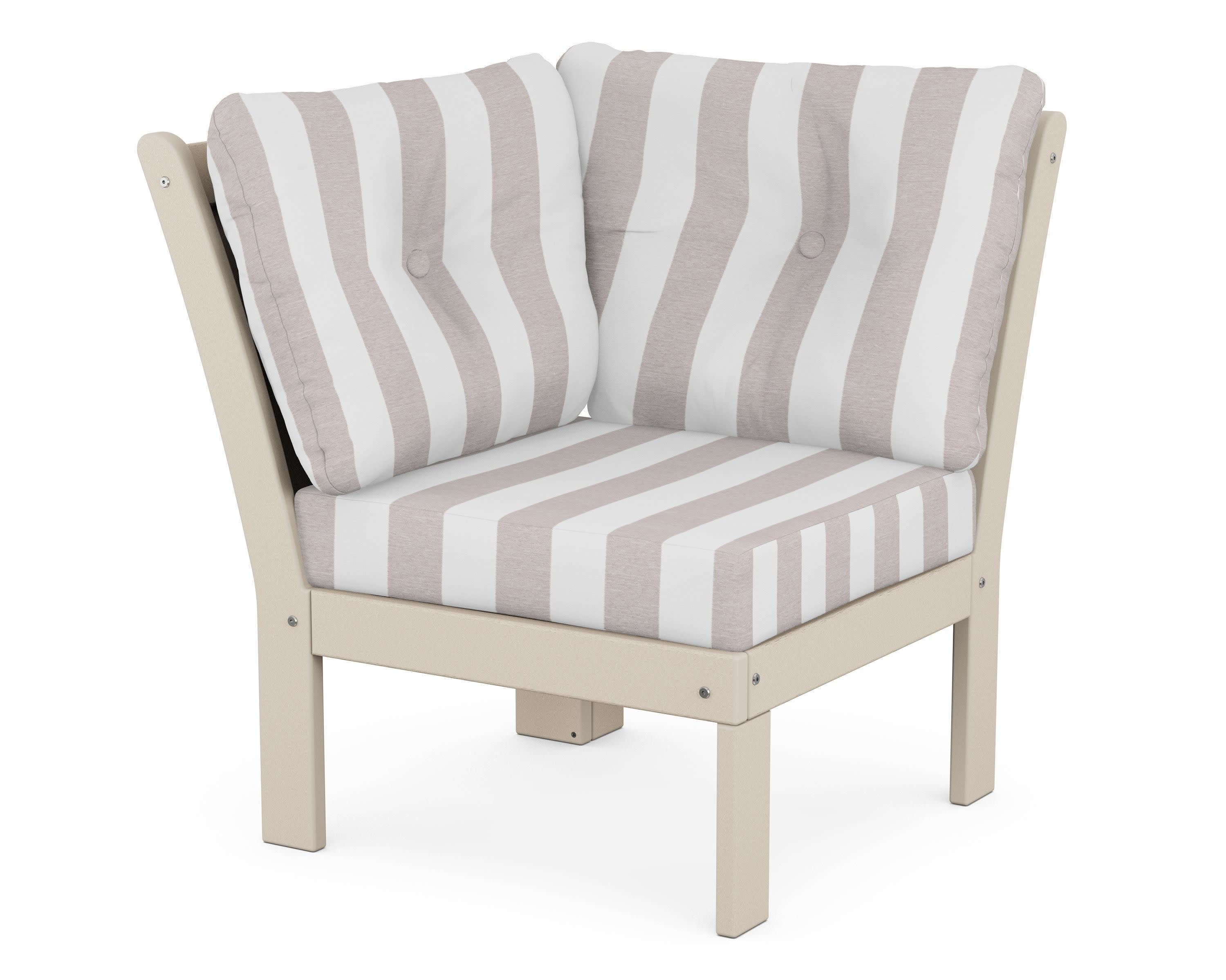 Vineyard Modular Corner Chair in Sand / Cabana Stripe Dune Burlap