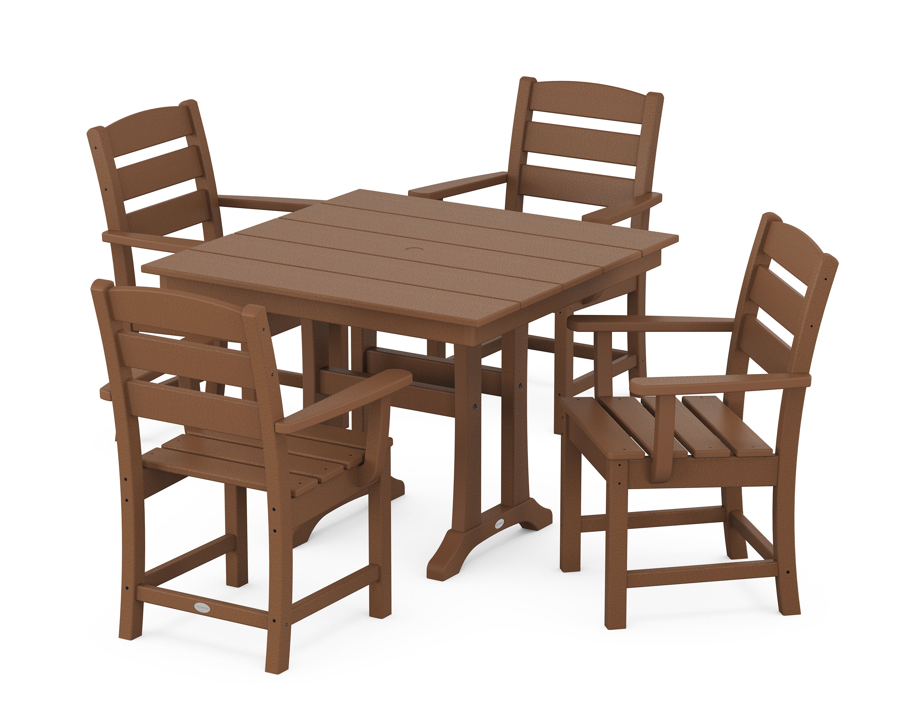 Lakeside 5-Piece Farmhouse Trestle Arm Chair Dining Set in Teak