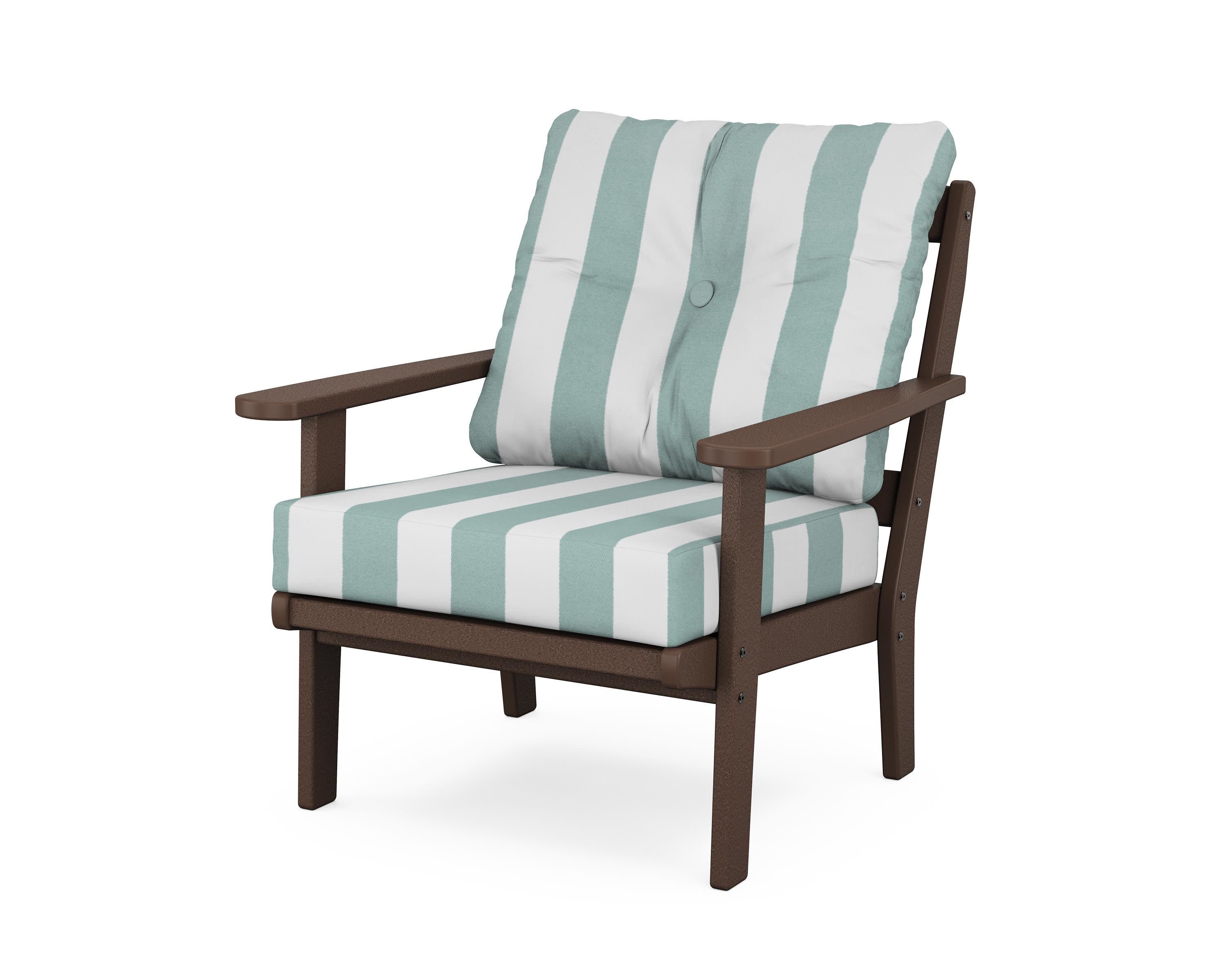 Mission Deep Seating Chair in Mahogany / Cabana Stripe Glacier Spa