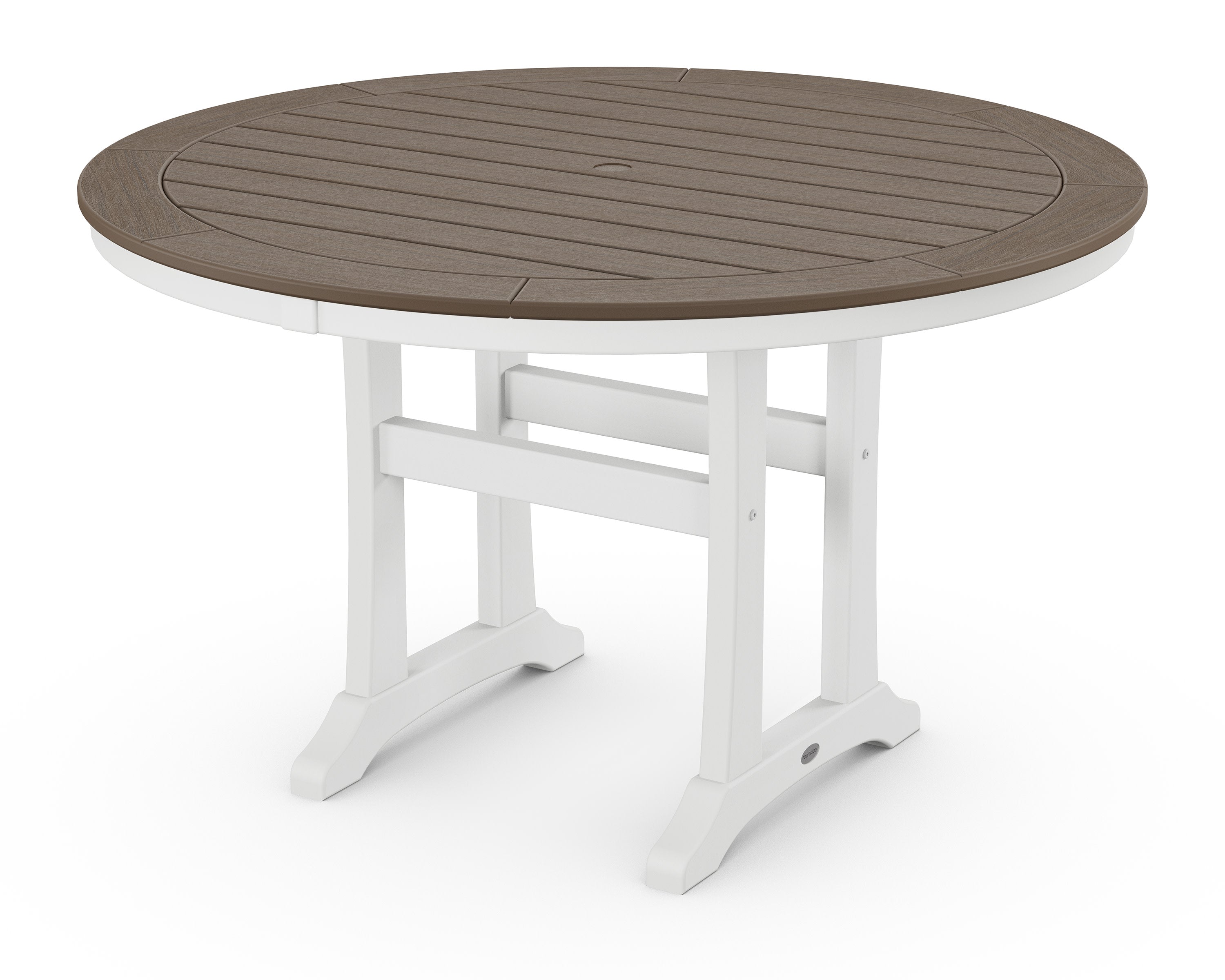 Nautical Trestle 48" Round Dining Table in White / Kona