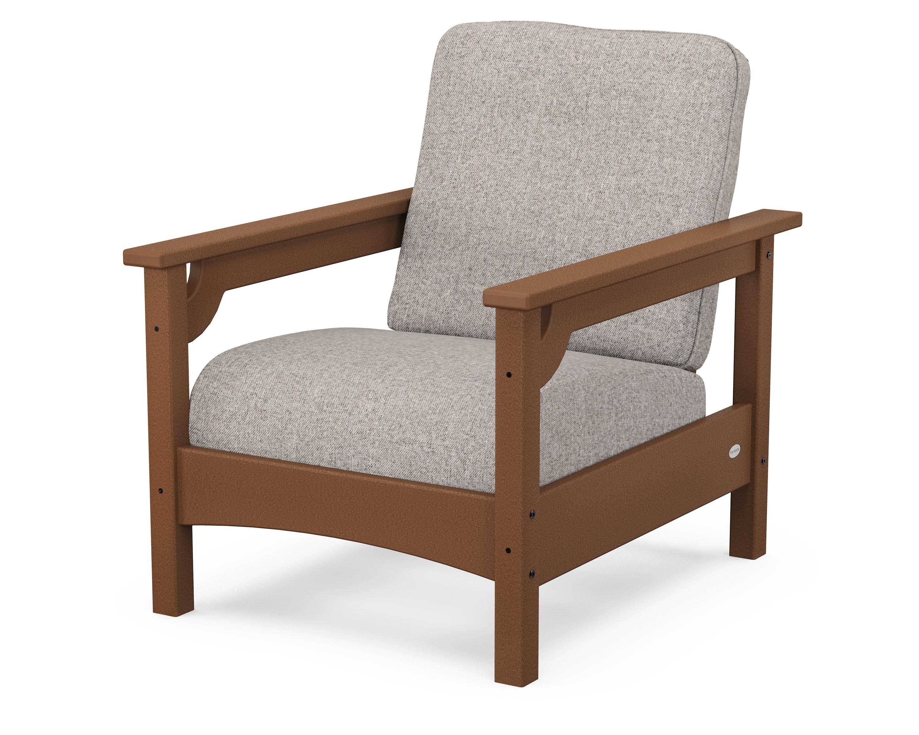 Club Chair in Teak / Weathered Tweed
