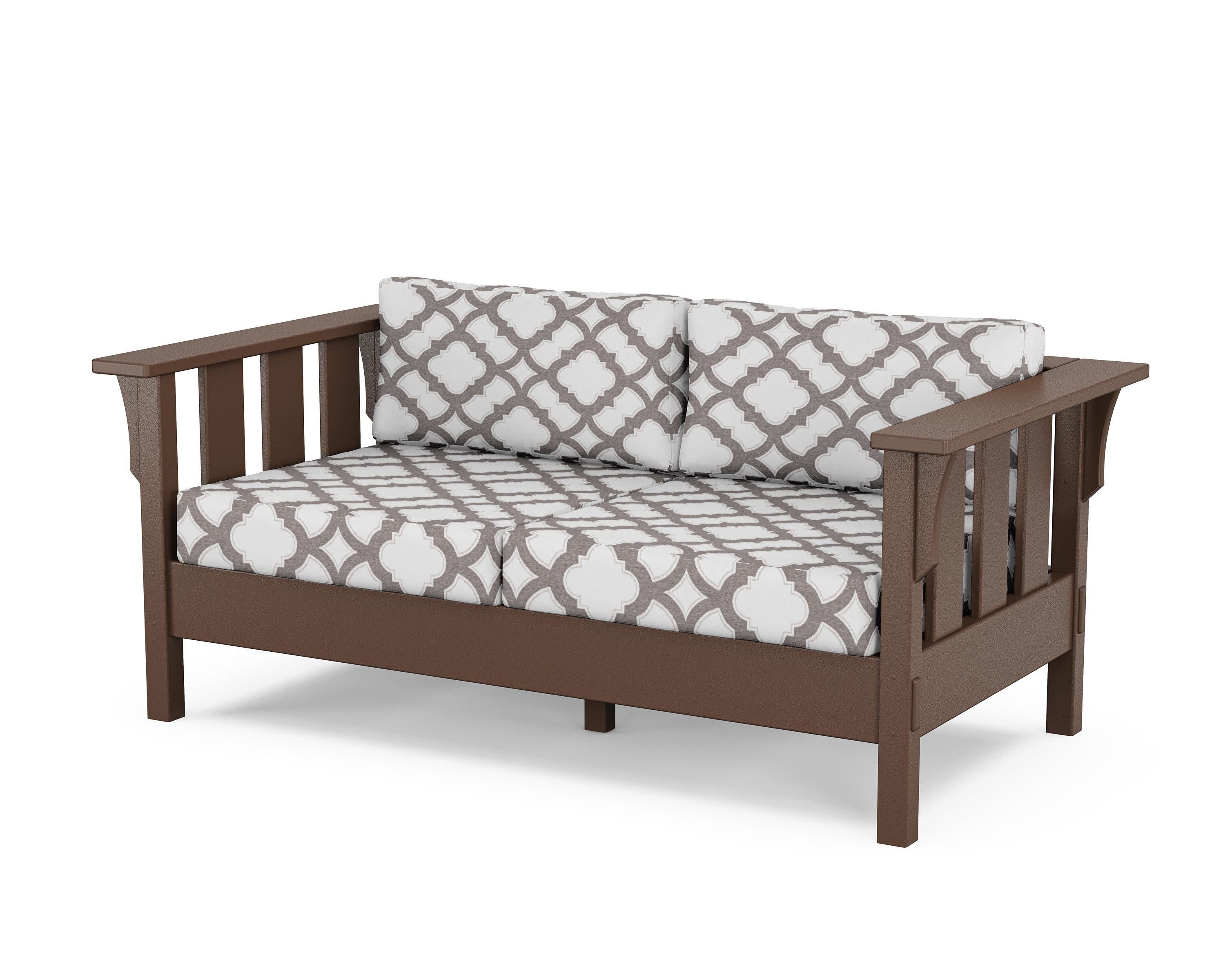 Acadia Deep Seating Loveseat in Mahogany / Trellis Grey Mist