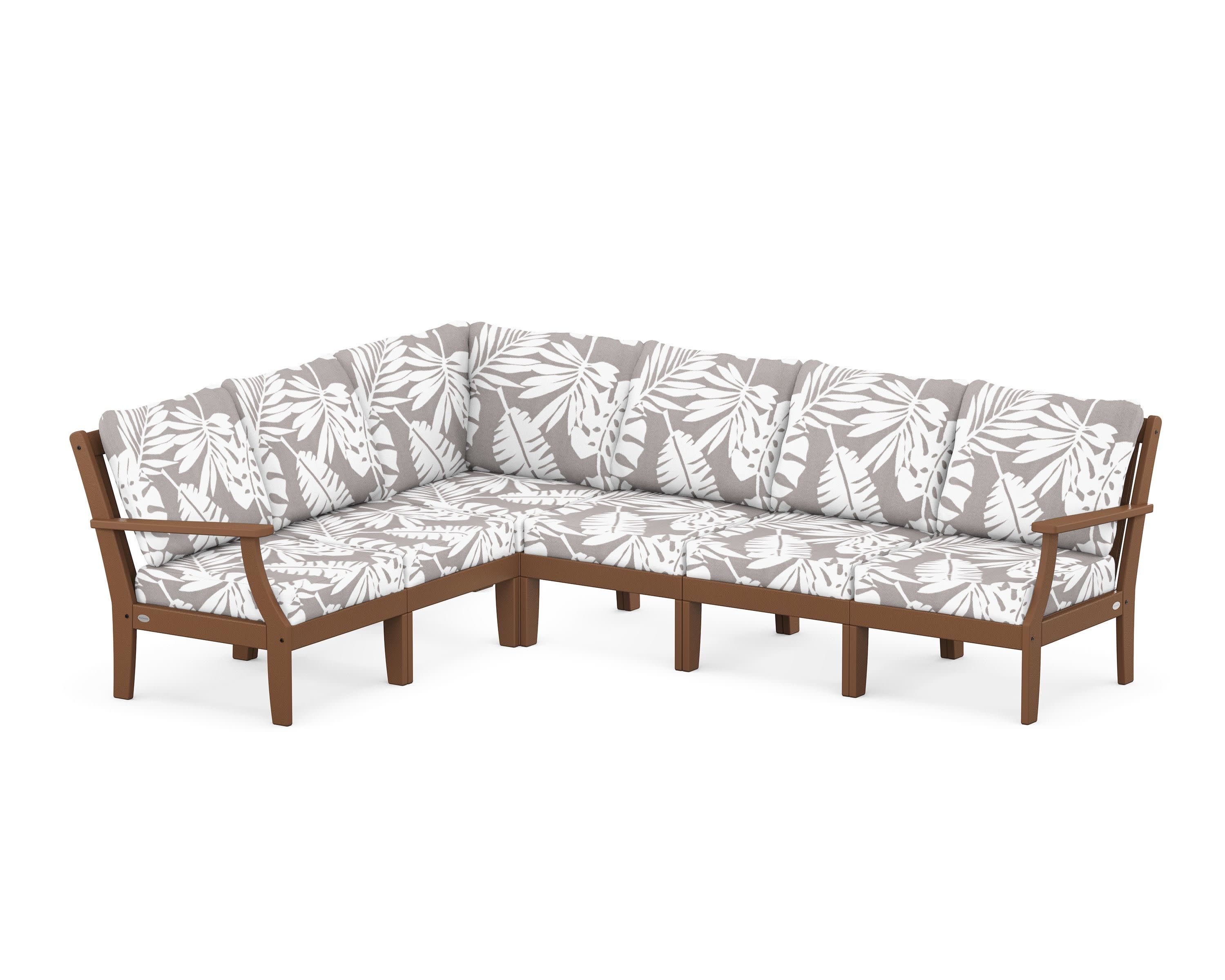 Braxton Modular 6-Piece Deep Seating Set in Teak / Leaf Grey Mist