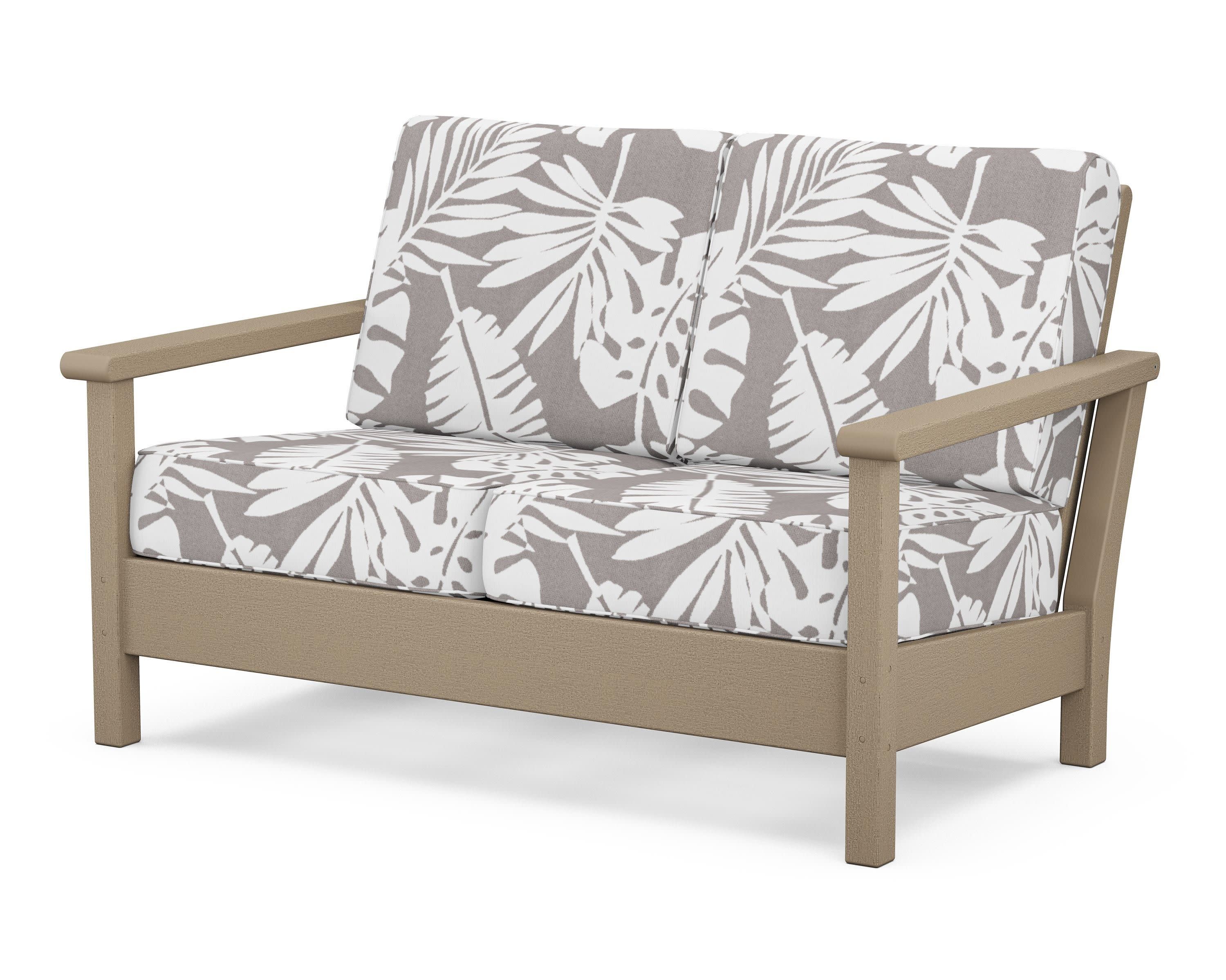 Harbour Deep Seating Loveseat in Vintage Sahara / Leaf Grey Mist