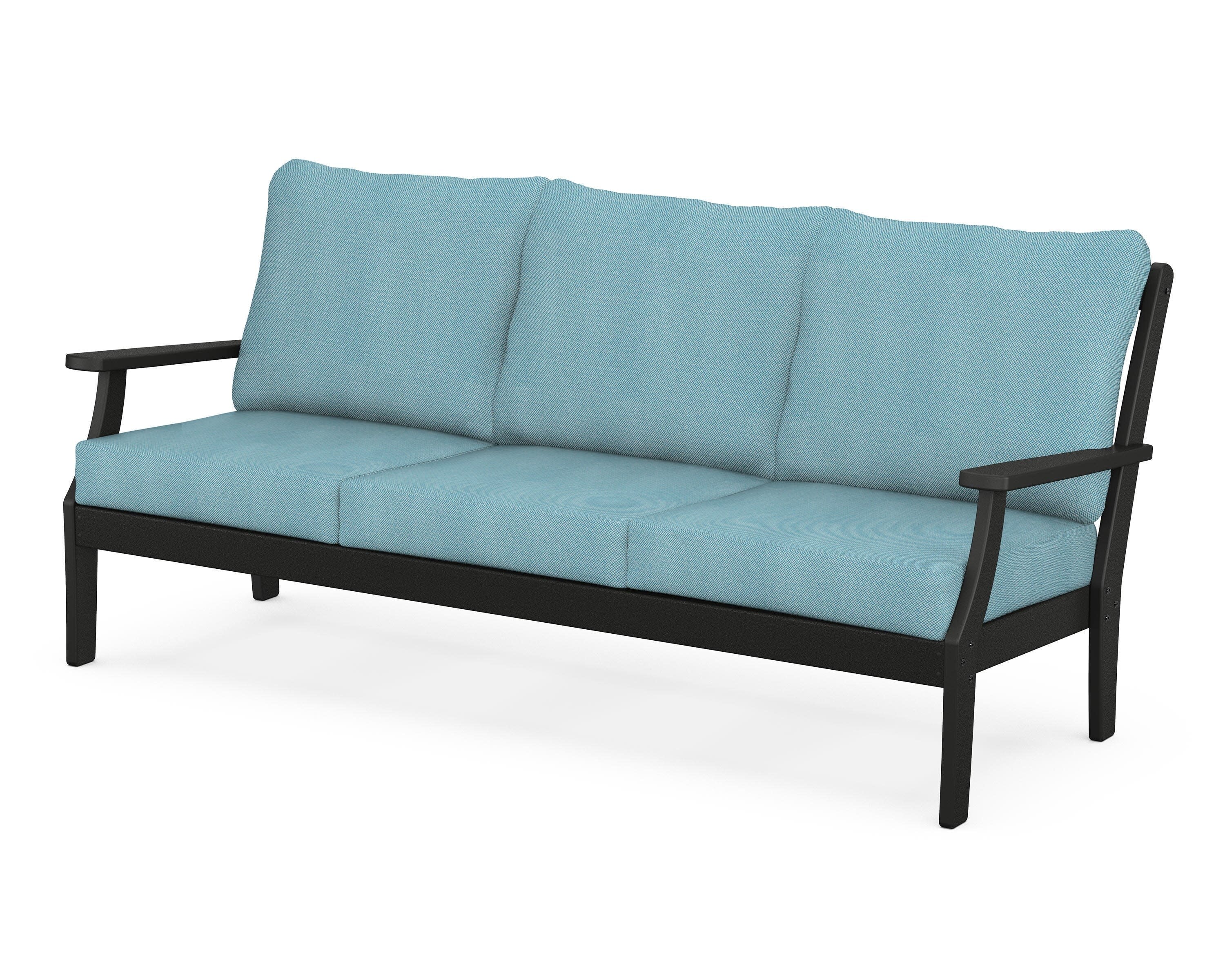 Braxton Deep Seating Sofa in Black / Lattice Sky Blue