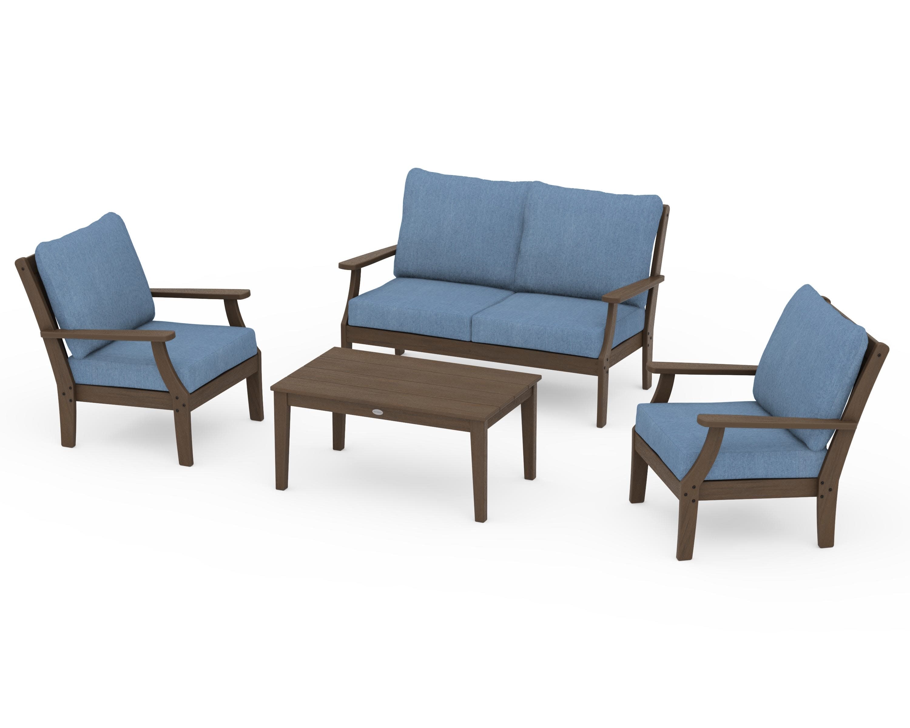 Braxton 4-Piece Deep Seating Chair Set in Kona / Sky Blue