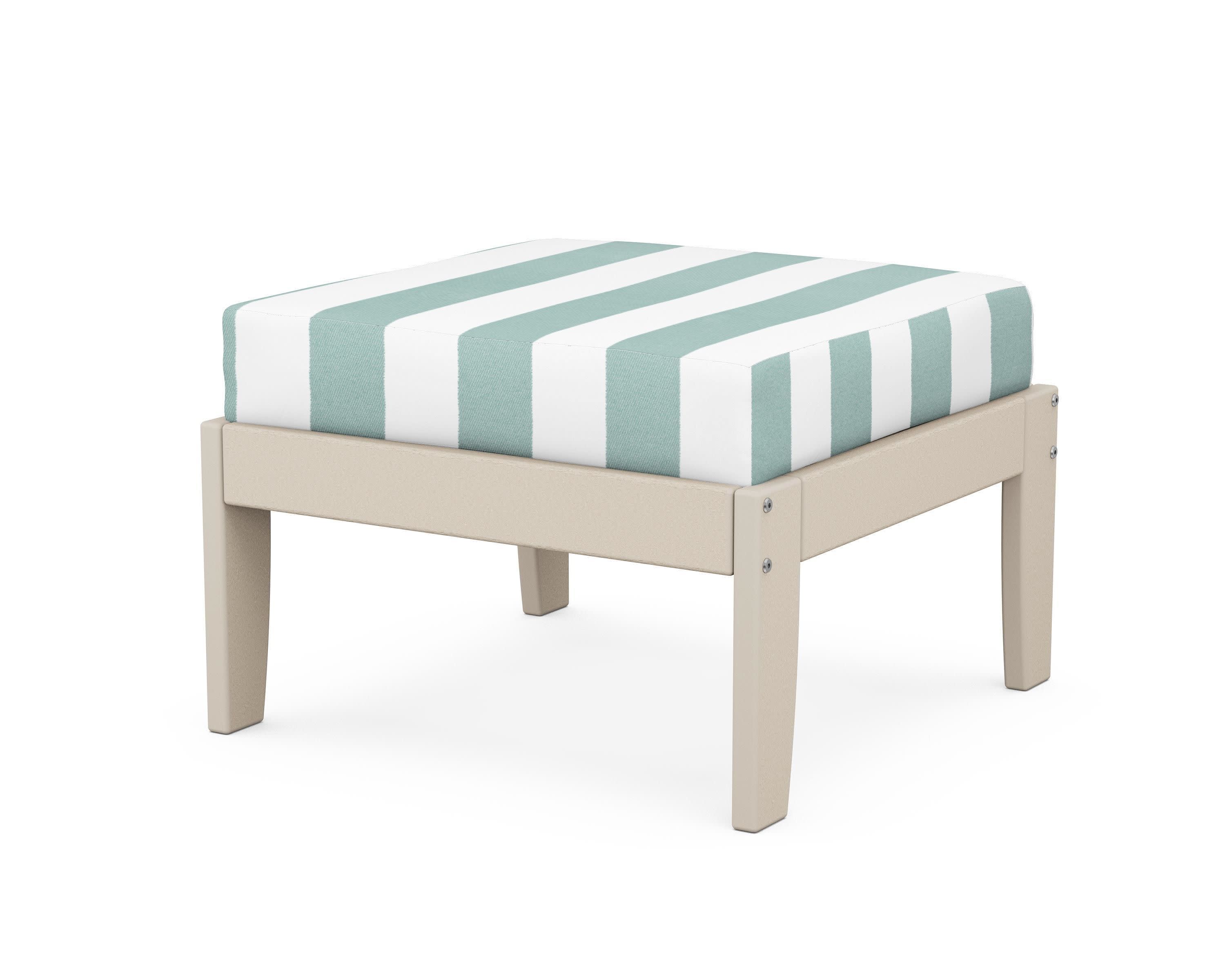 Modular Ottoman - Classic in Sand / Cabana Stripe Glacier Spa