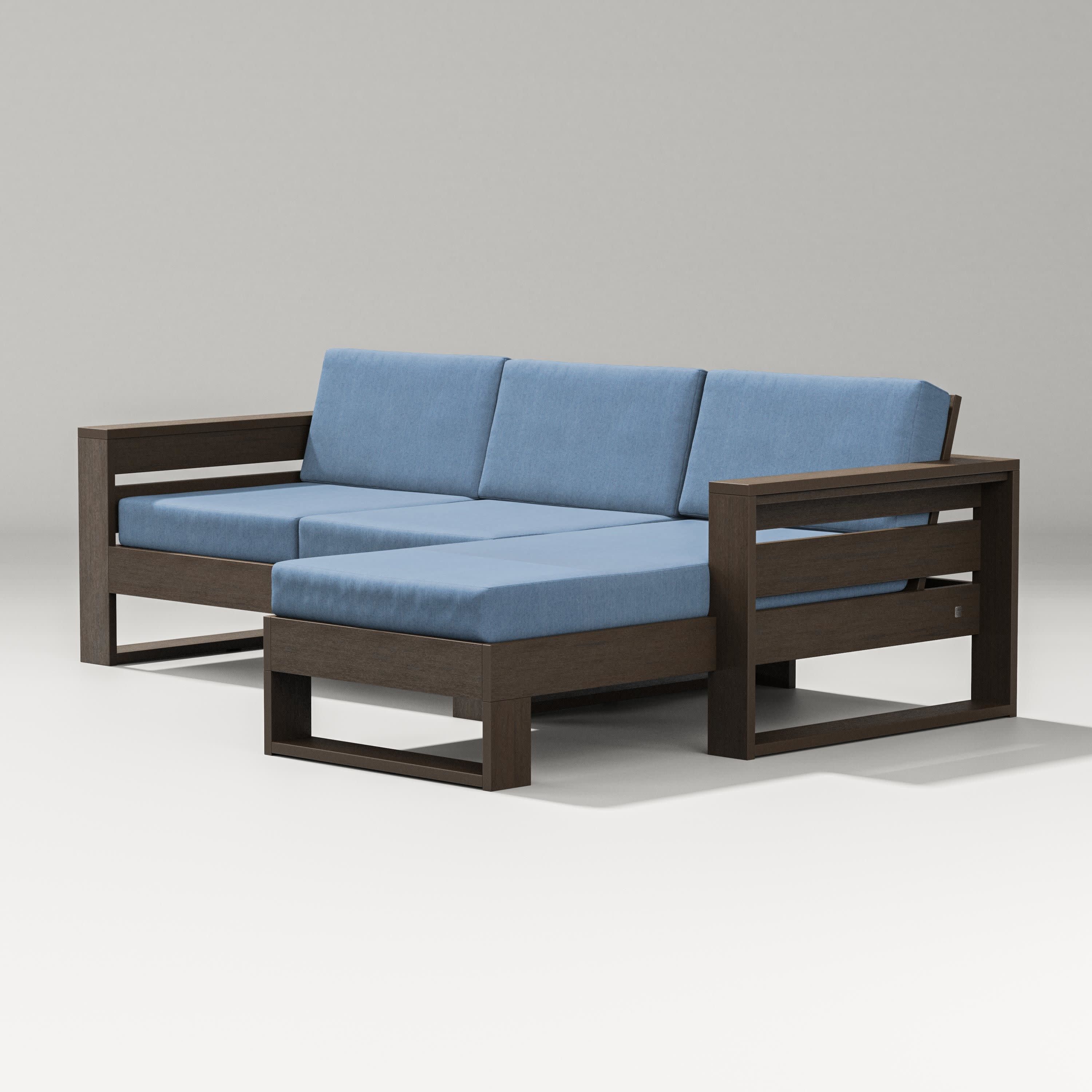 Latitude Right Chaise Sectional in Kona / Sky Blue