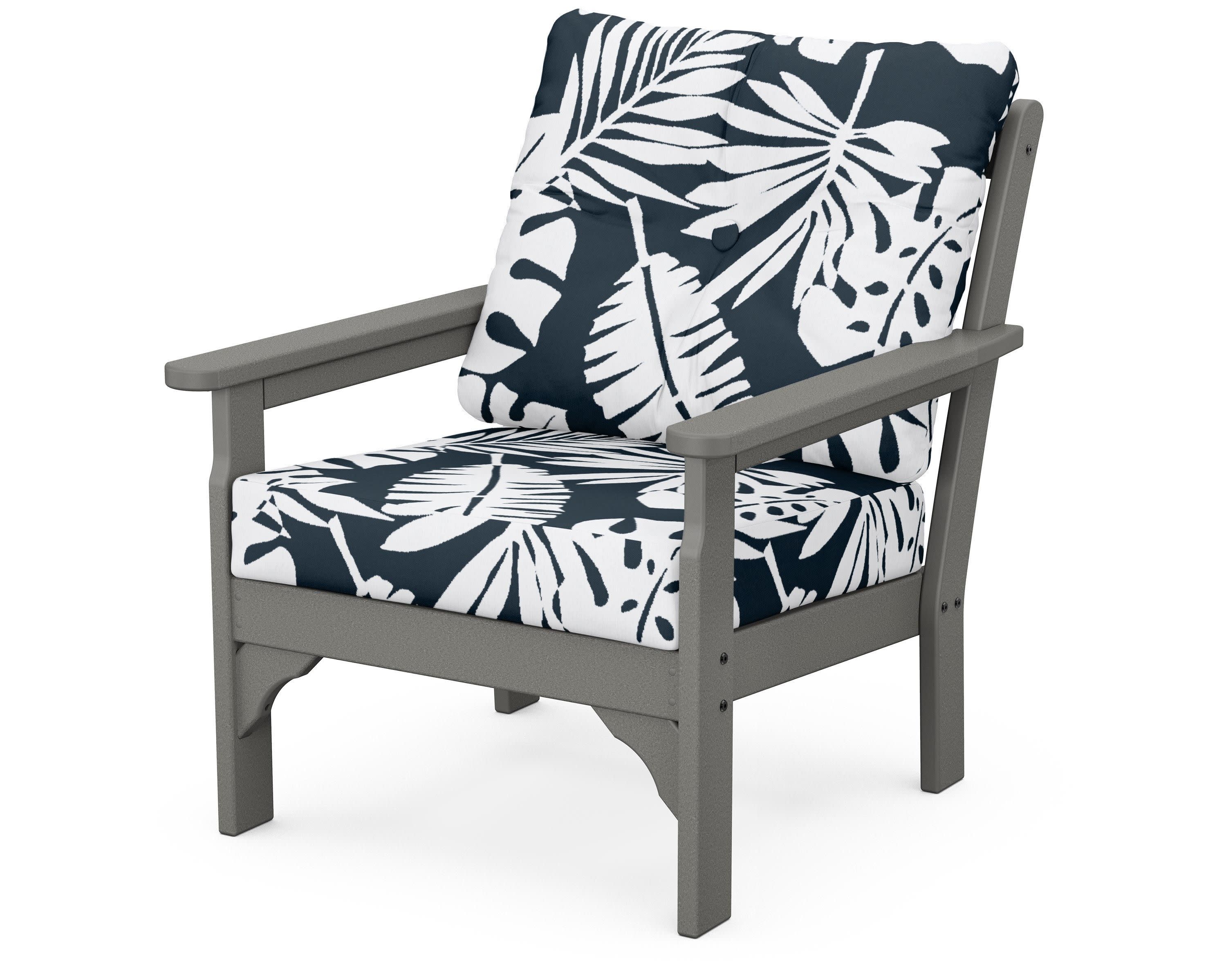 Vineyard Deep Seating Chair in Slate Grey / Leaf Marine Indigo