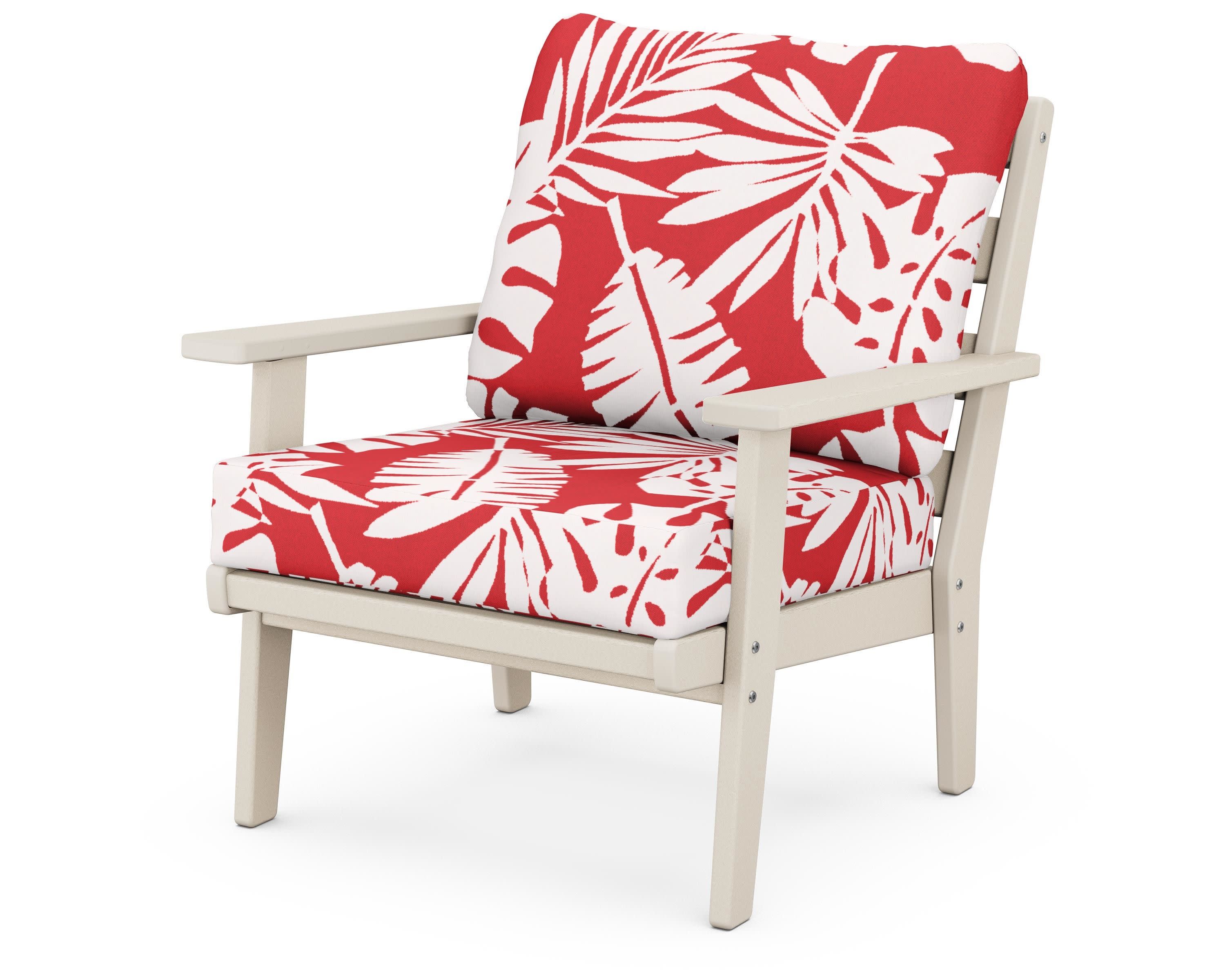 Grant Park Deep Seating Chair in Sand / Leaf Crimson