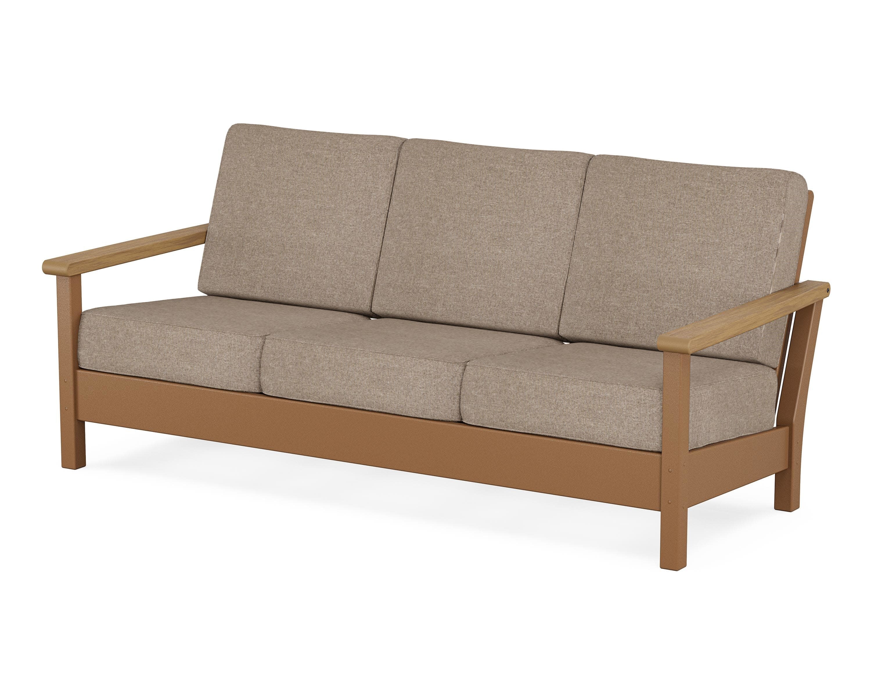Harbour Deep Seating Sofa in Teak / Natural / Spiced Burlap