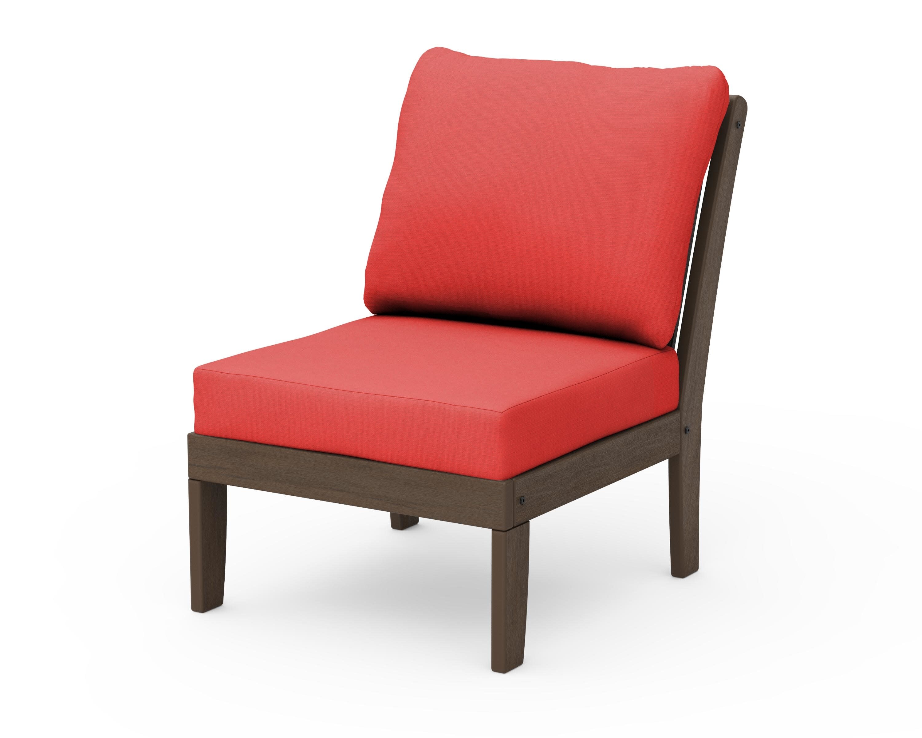 Braxton Modular Armless Chair in Kona / Crimson Linen