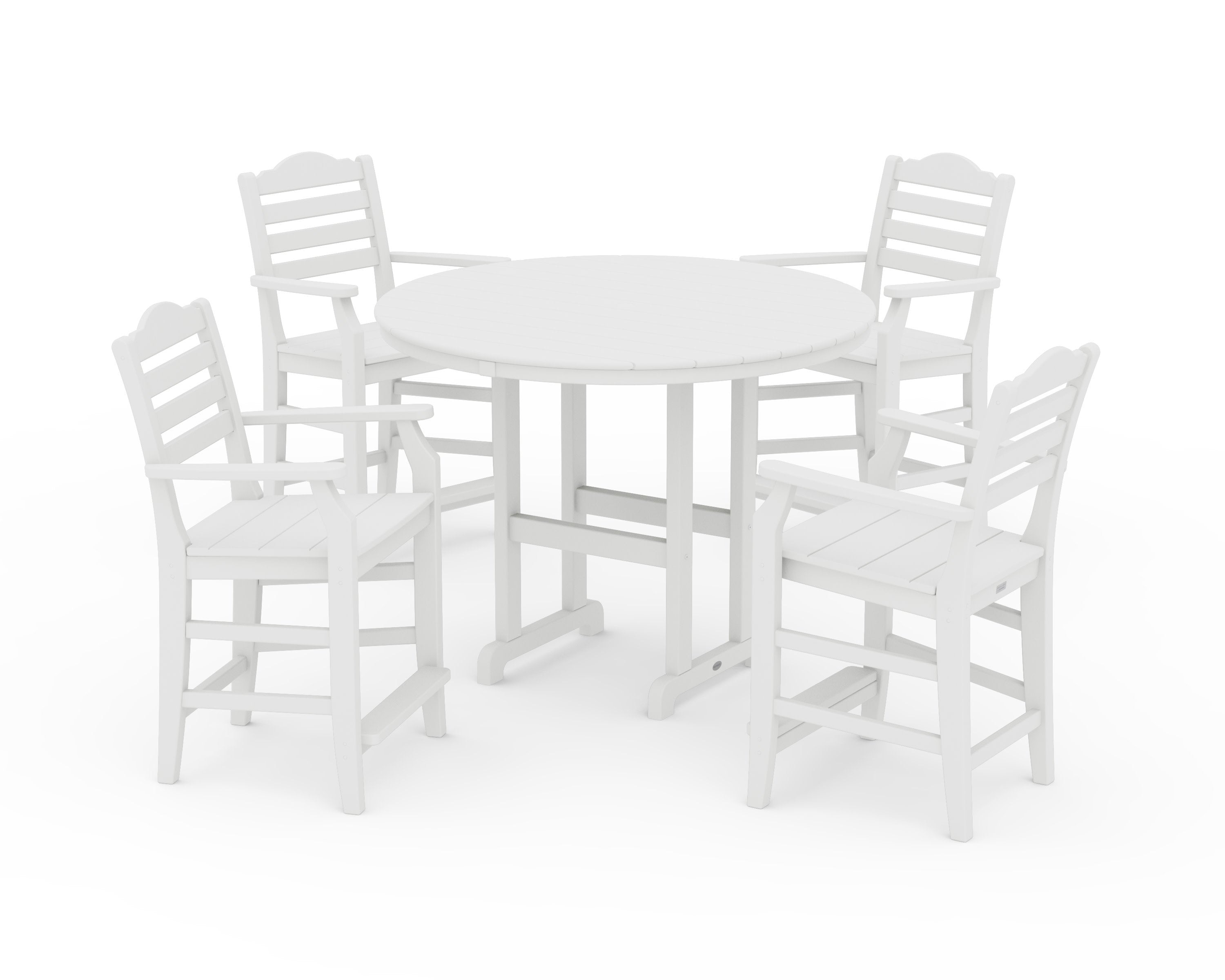 Savannah 5-Piece Round Farmhouse Counter Set in White