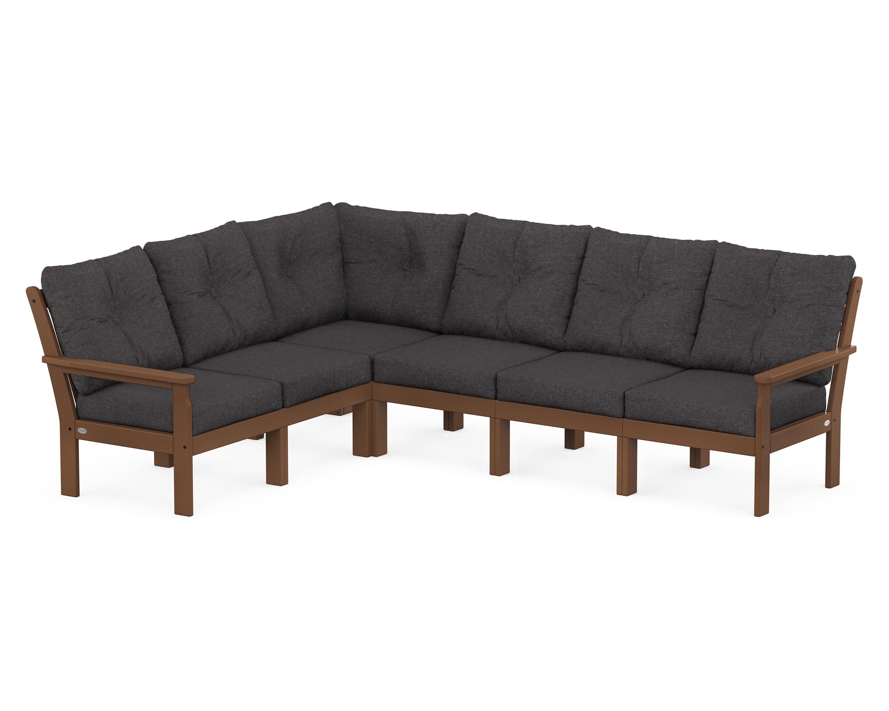 Vineyard 6-Piece Sectional in Teak / Ash Charcoal