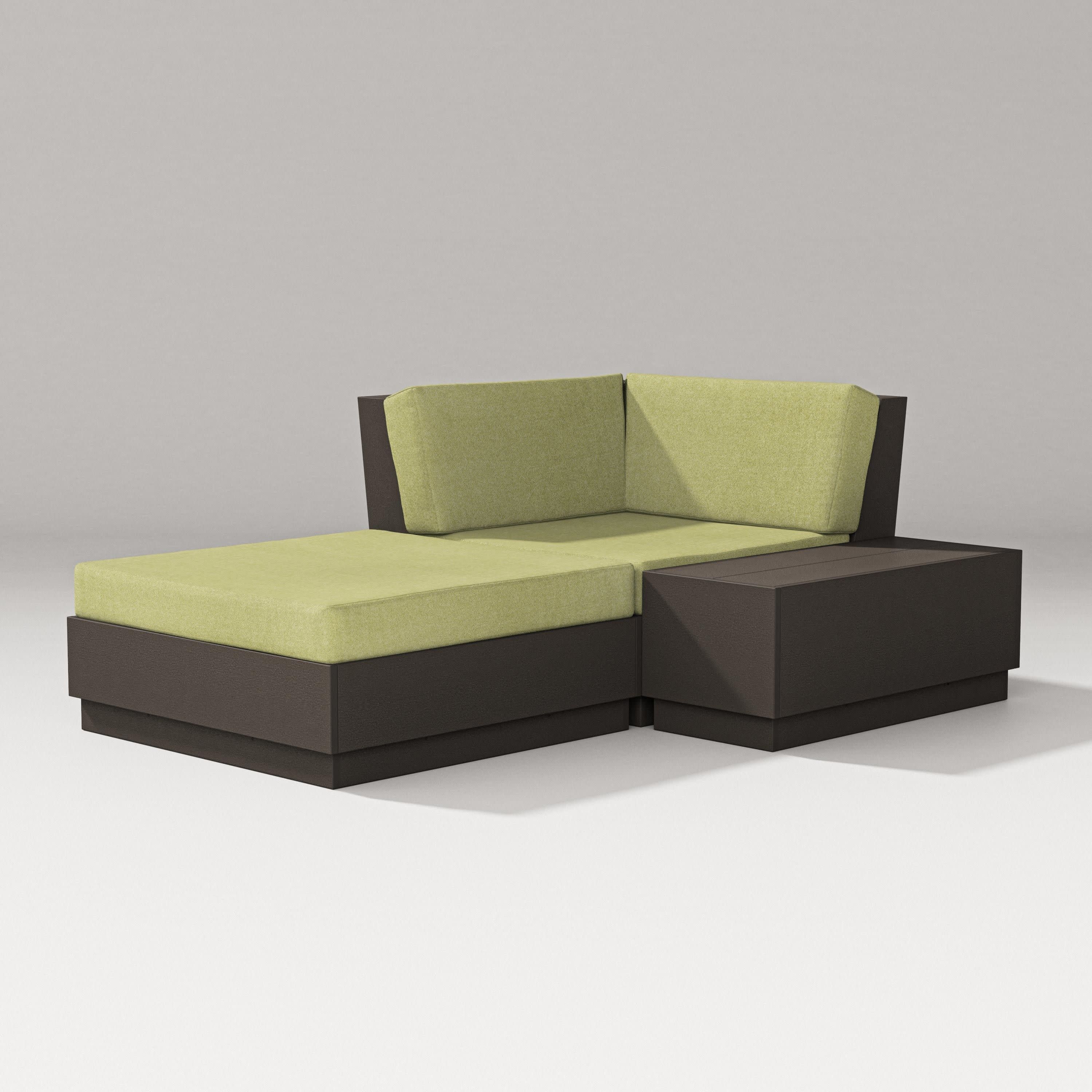 Elevate Corner Chaise in Vintage Coffee / Chartreuse Boucle