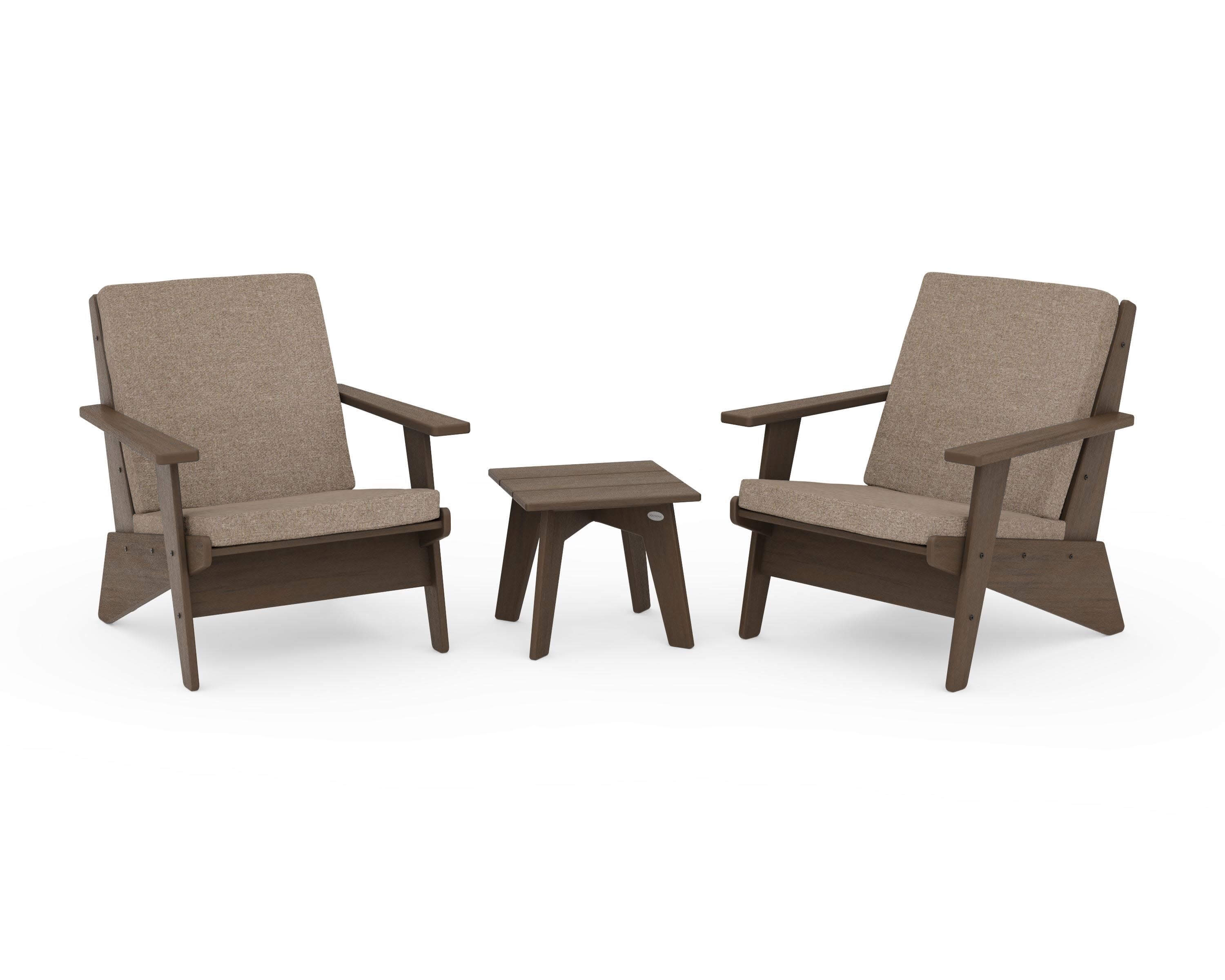 Riviera Modern Lounge 3-Piece Set in Kona / Spiced Burlap
