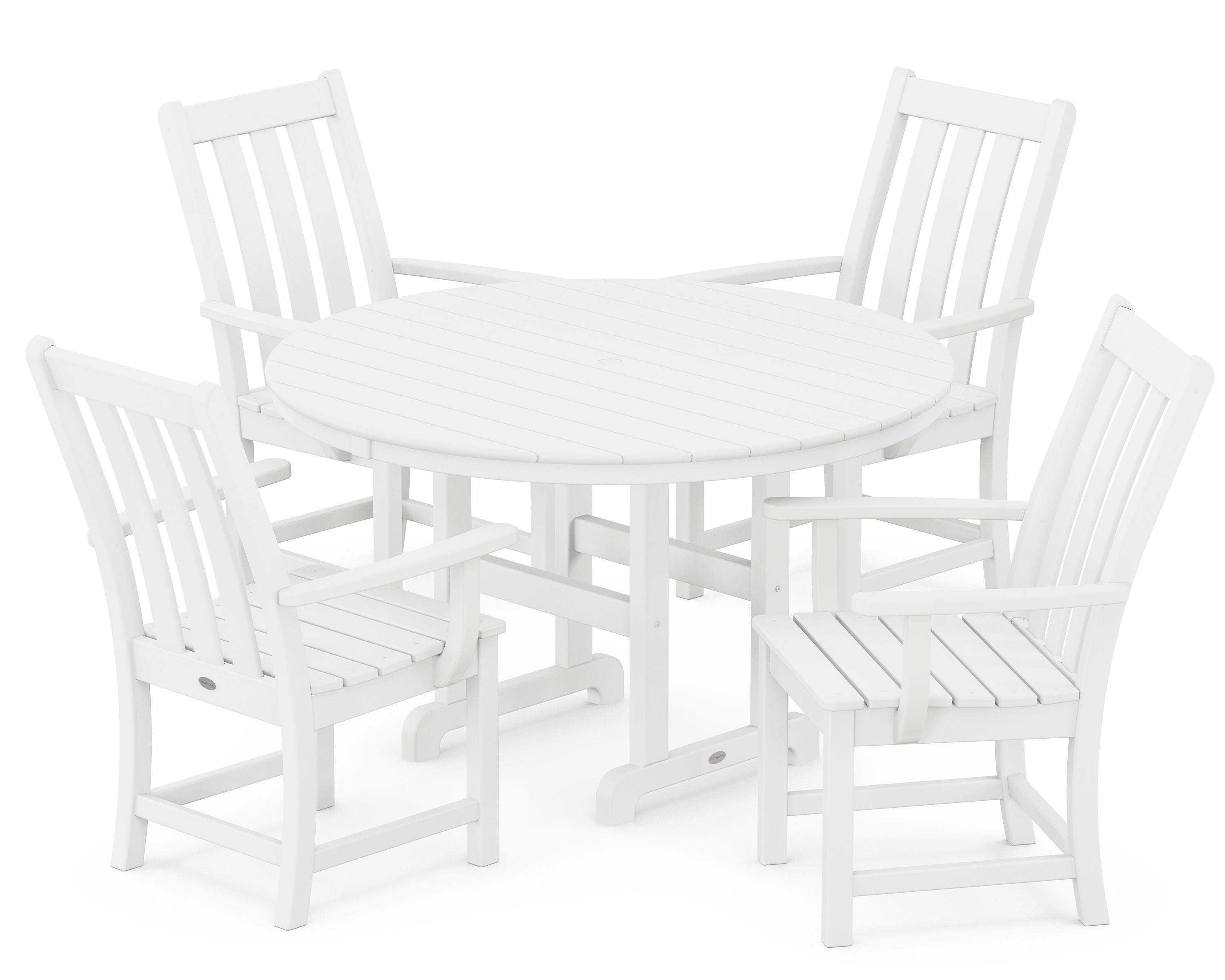 Vineyard 5-Piece Round Farmhouse Dining Set in White