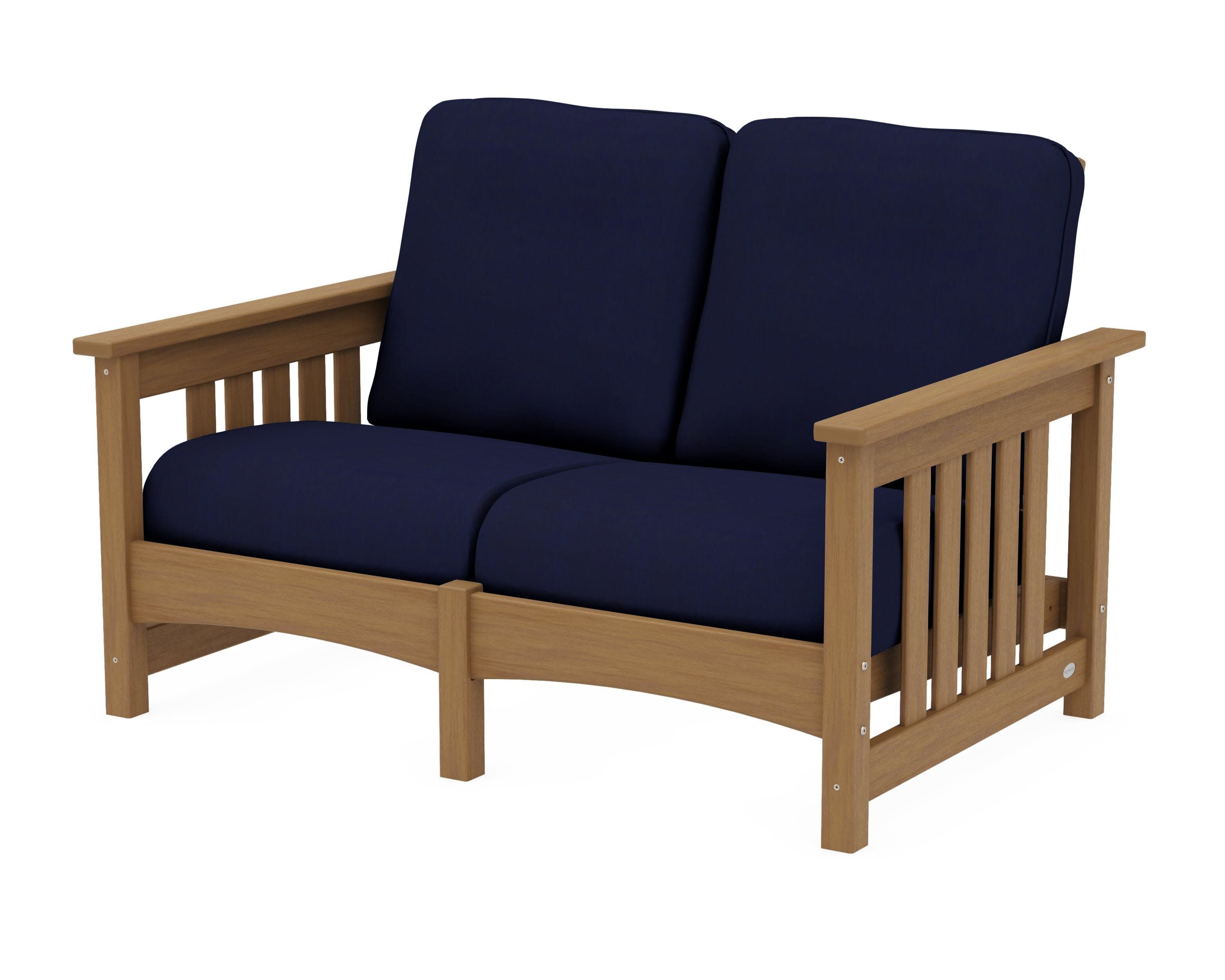 Club Mission Loveseat in Natural / Navy