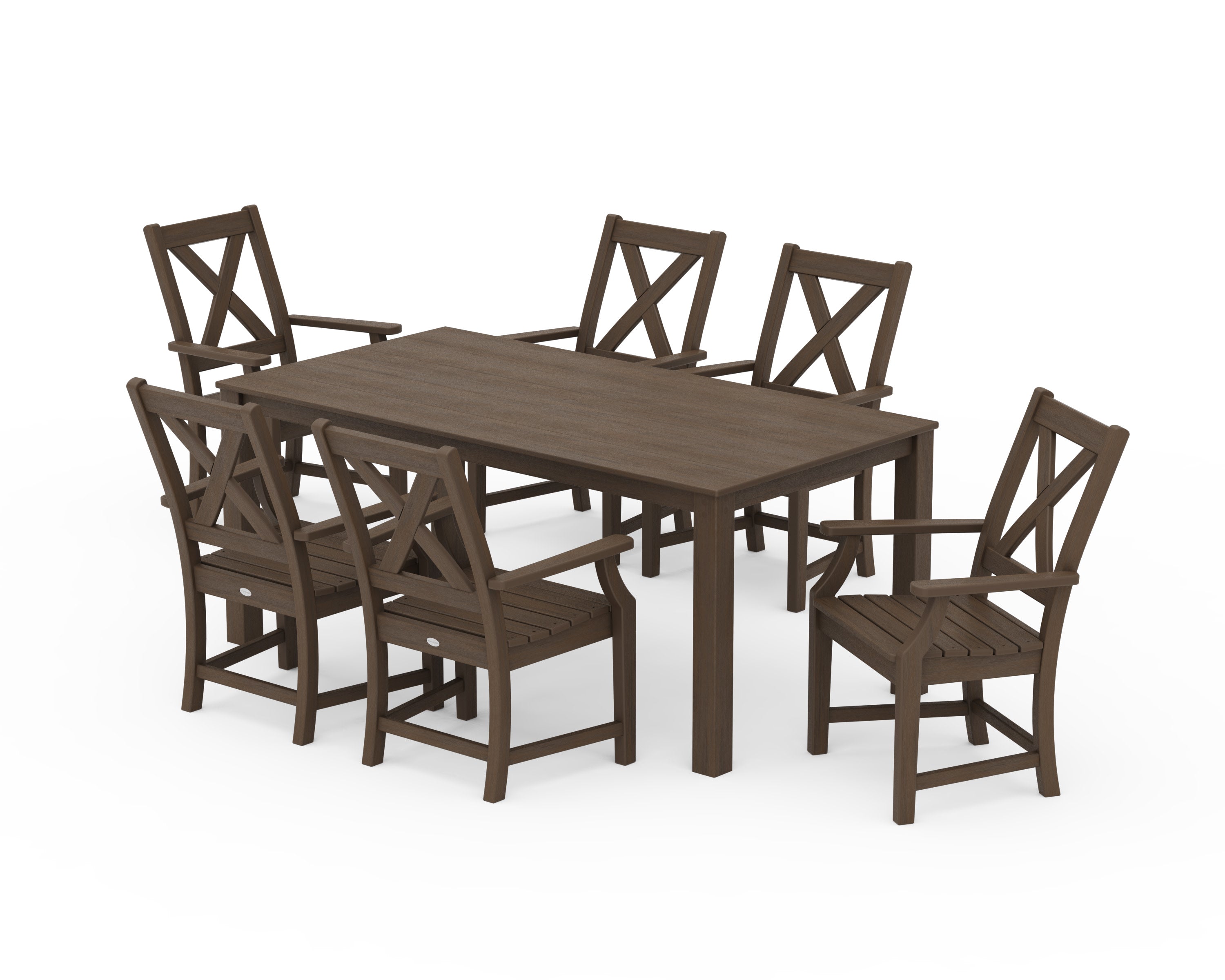 Braxton Arm Chair 7-Piece Parsons Dining Set in Kona