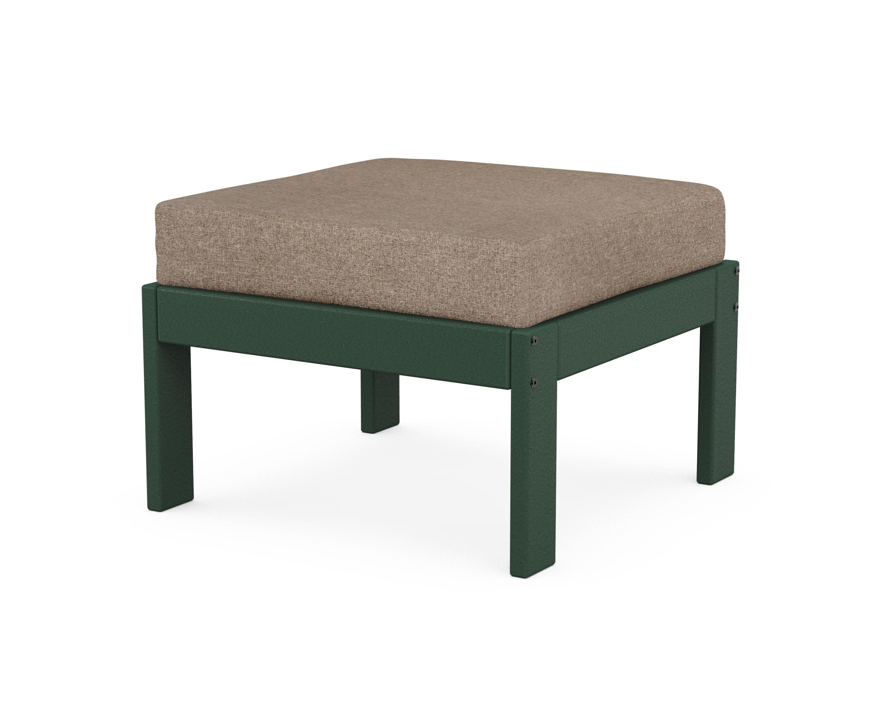 Vineyard Modular Ottoman in Green / Spiced Burlap