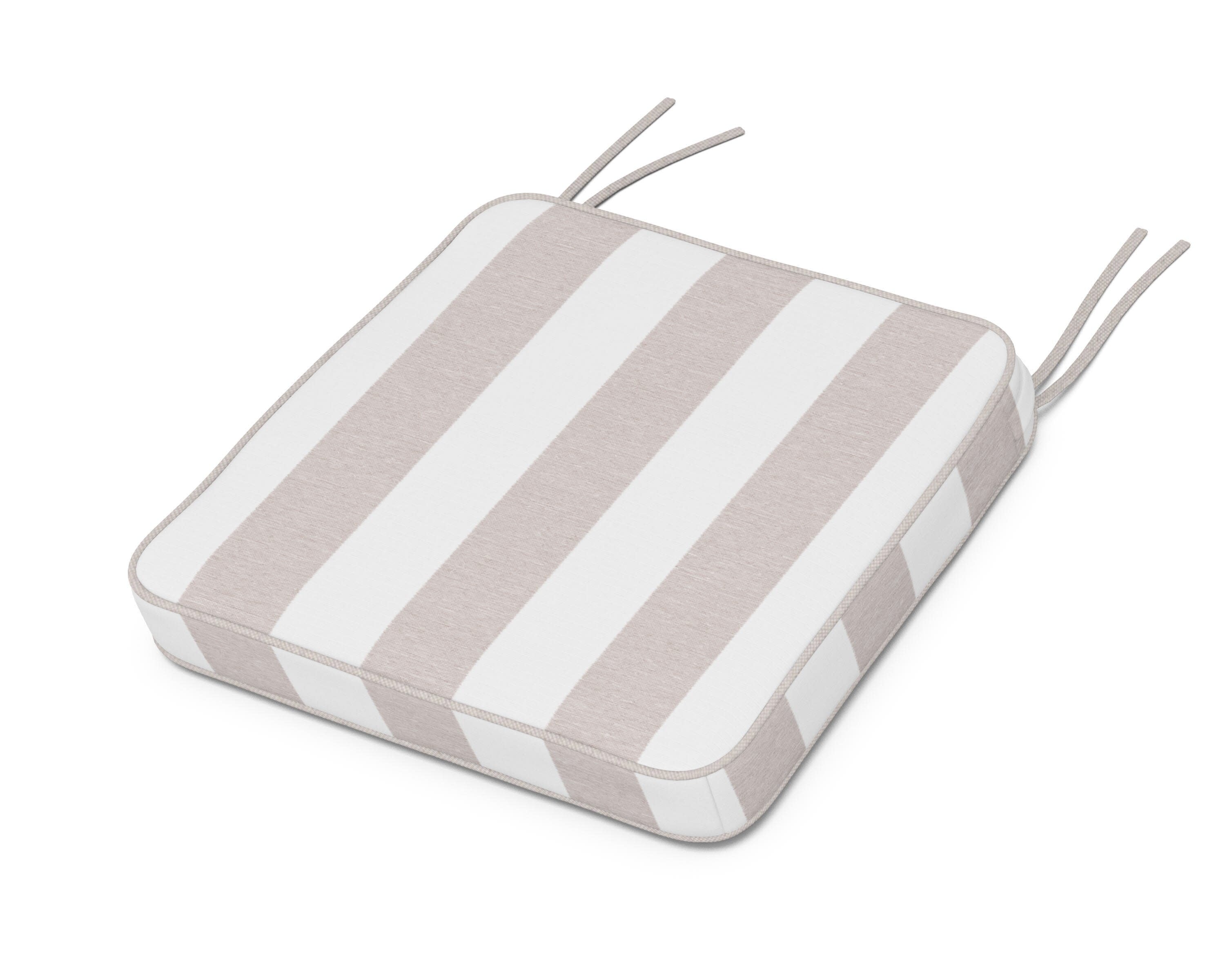 Chinoiserie Side Chair Seat Cushion in Cabana Stripe Dune Burlap