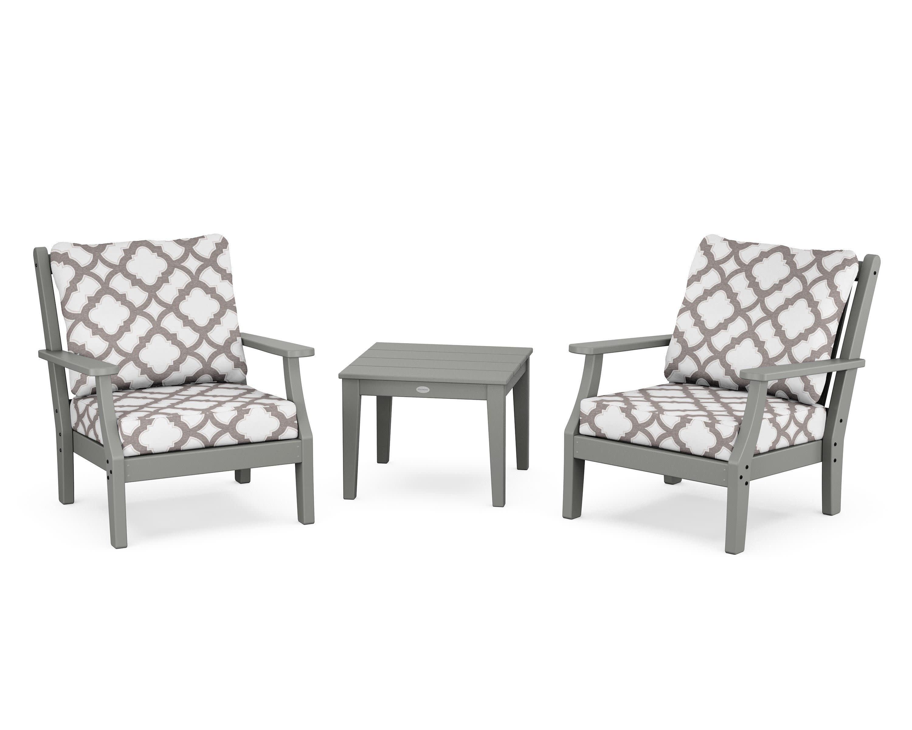 Wovendale 3-Piece Deep Seating Set in Slate Grey / Trellis Grey Mist
