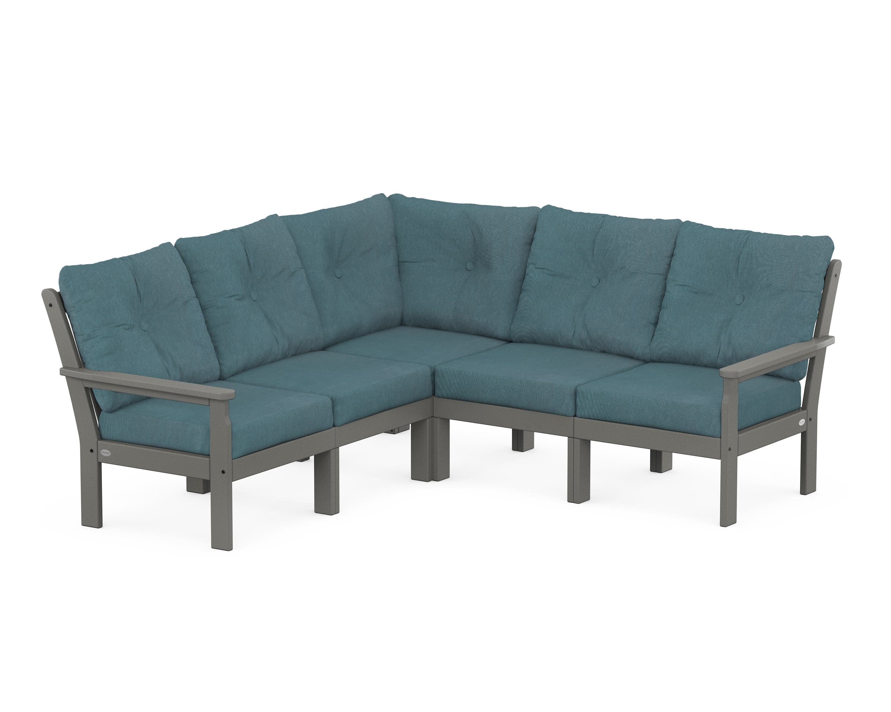 Vineyard 5-Piece Sectional in Slate Grey / Ocean Teal