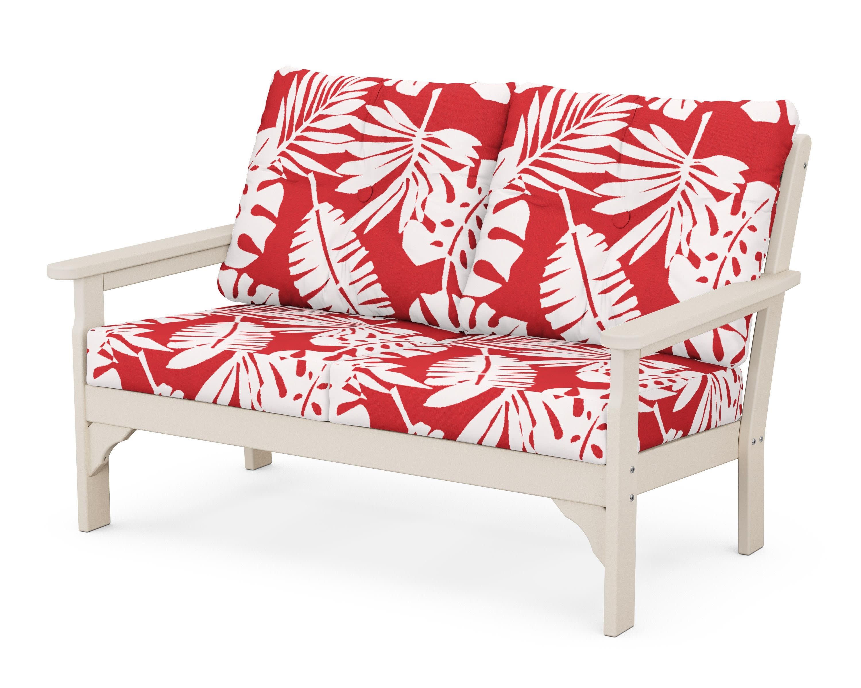 Vineyard Deep Seating Loveseat in Sand / Leaf Crimson